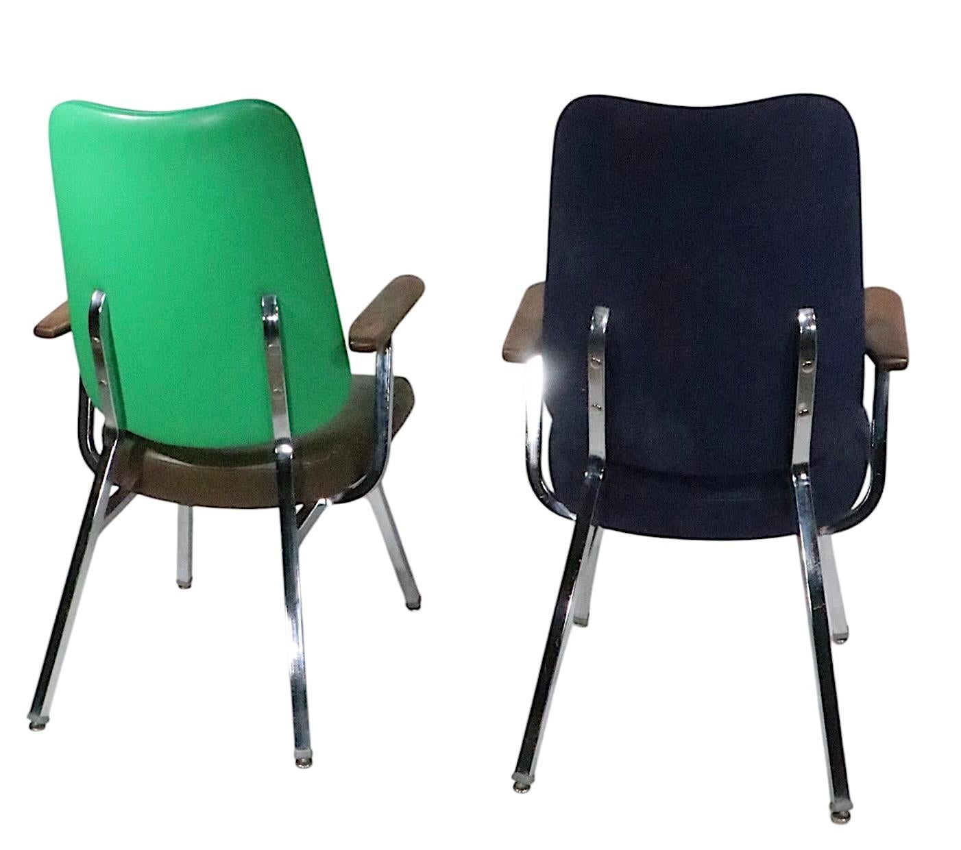 Pr. Mid Century  High Back Lounge Office Armchairs by Dellwood Furniture c 1970s For Sale 1