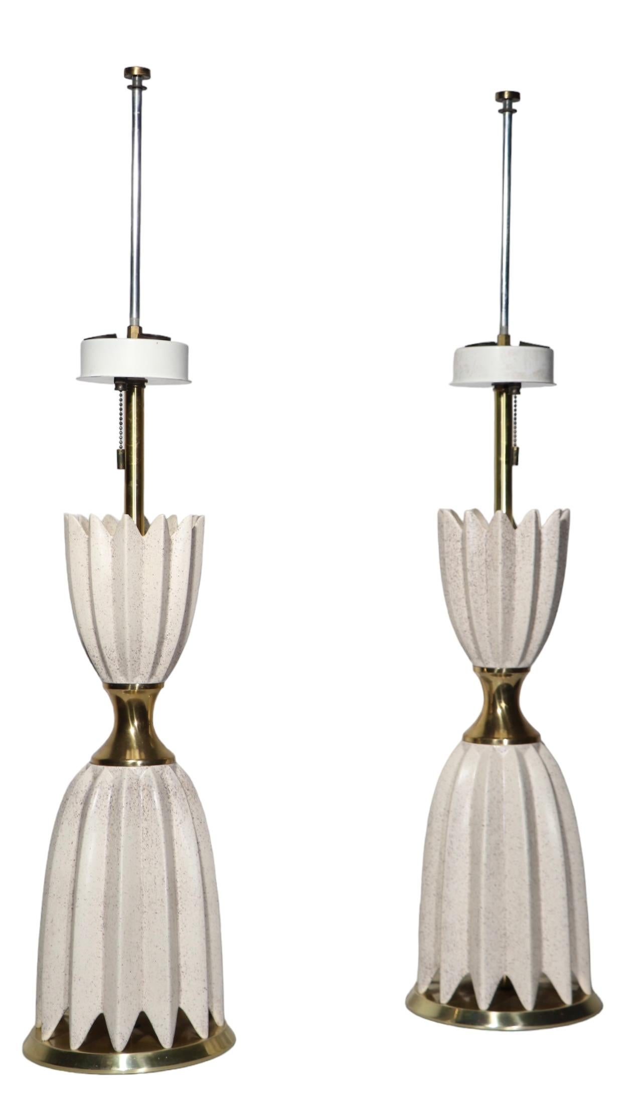 Pr Mid Century Hollywood Regency Table Lamps by Gerald Thurston for Lightolier  For Sale 1