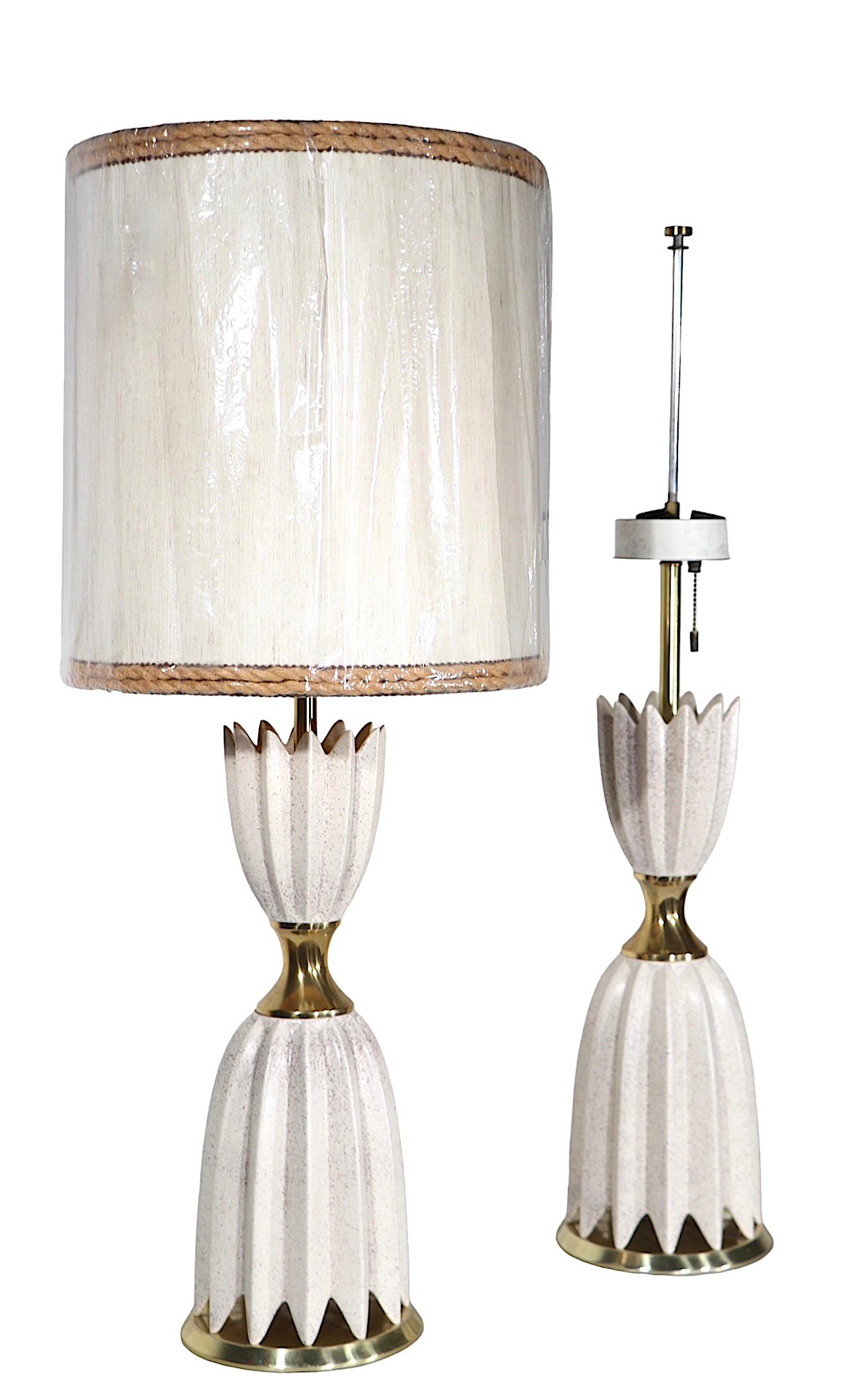 Pr Mid Century Hollywood Regency Table Lamps by Gerald Thurston for Lightolier  For Sale 2