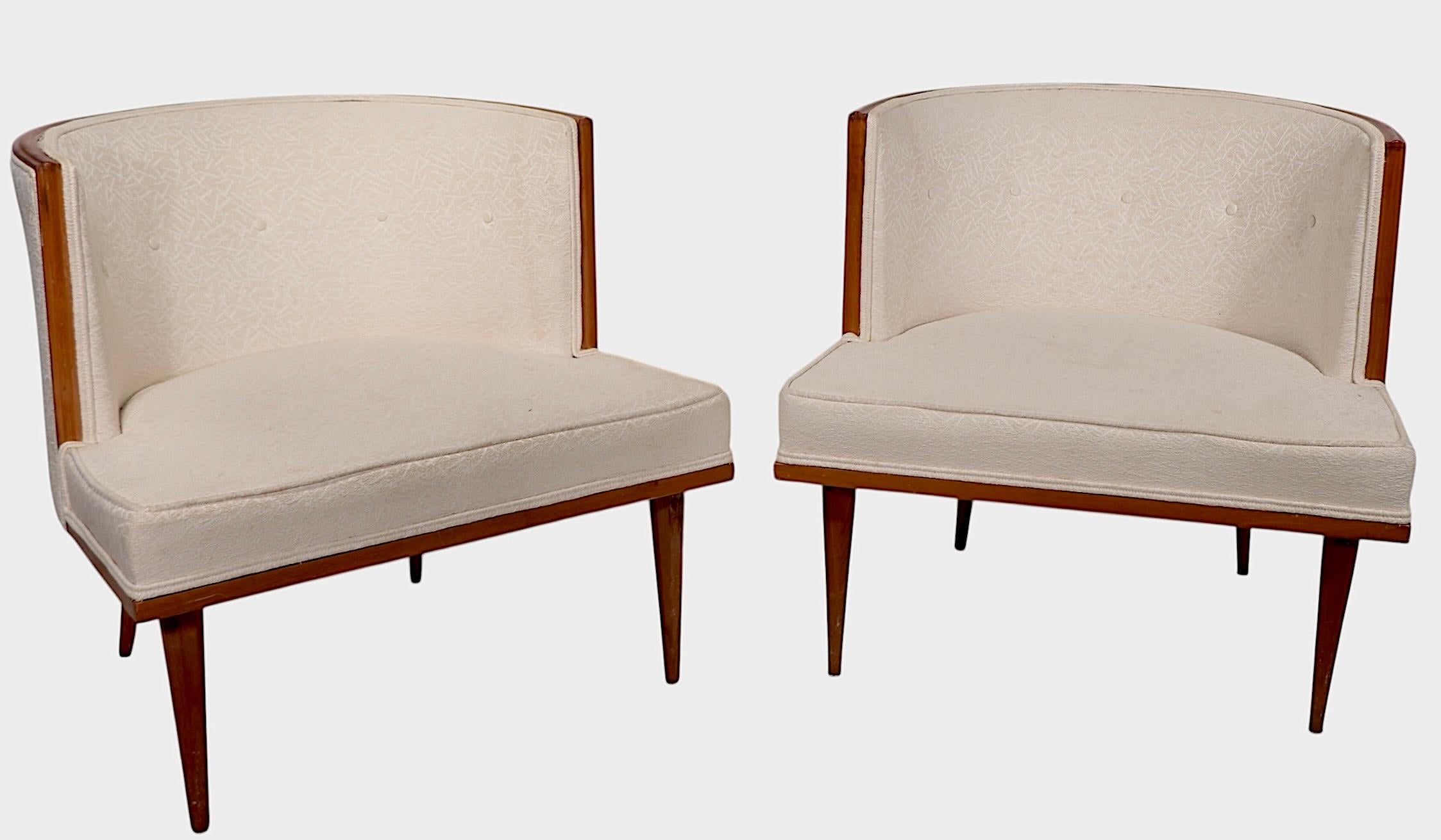 Upholstery Pr. Mid Century Hollywood Regency Tub Chairs possibly Laverne Robsjohn Gibbings For Sale