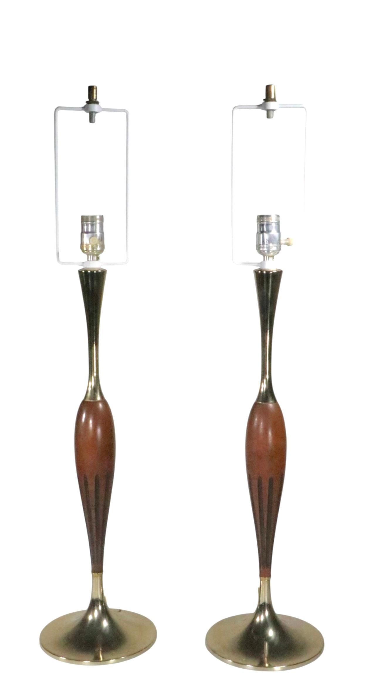 Mid-Century Modern Pr. Mid Century Laurel Table Lamps en vente