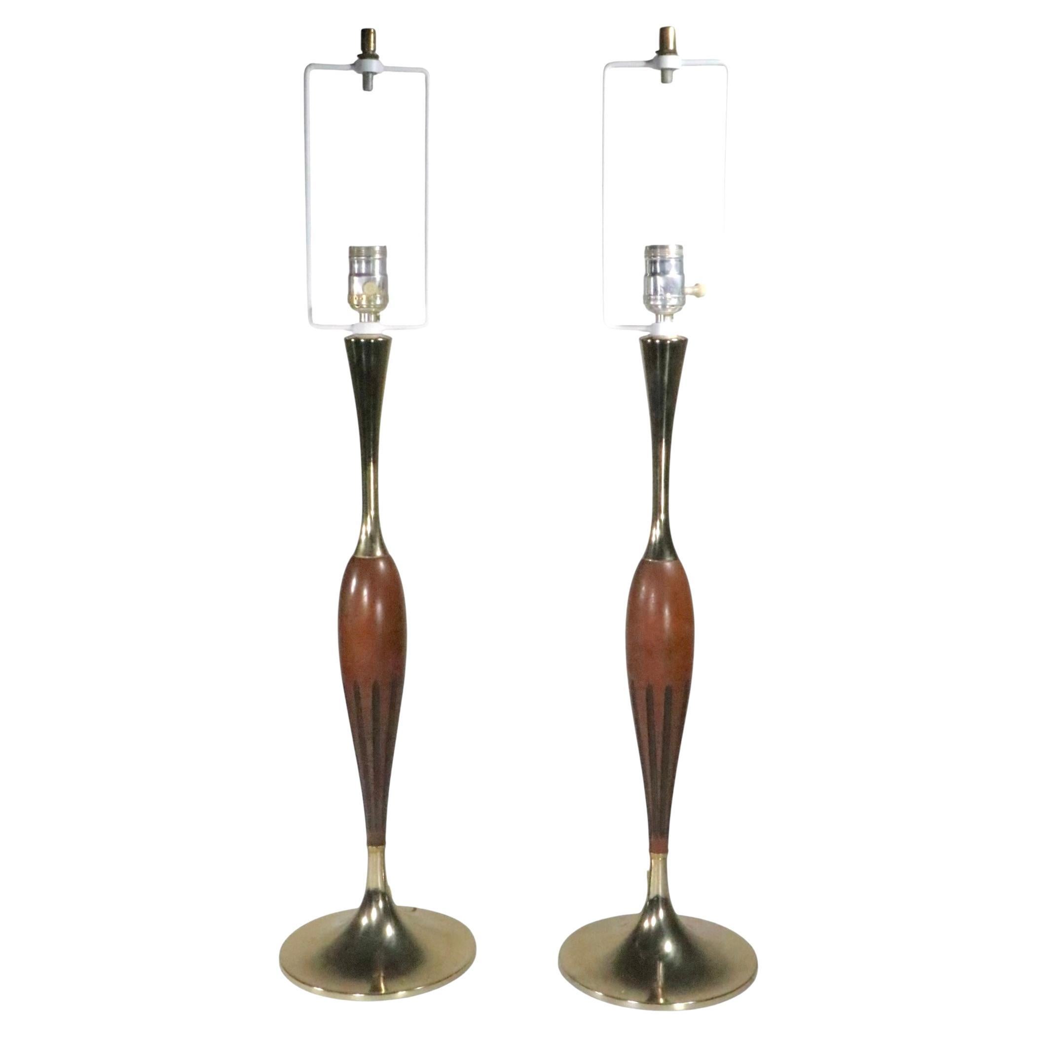 Pr. Mid Century Laurel Table Lamps en vente
