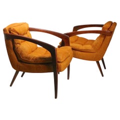 Pr. Mid Century Lounge Chairs att. to R. Huber c 1960's