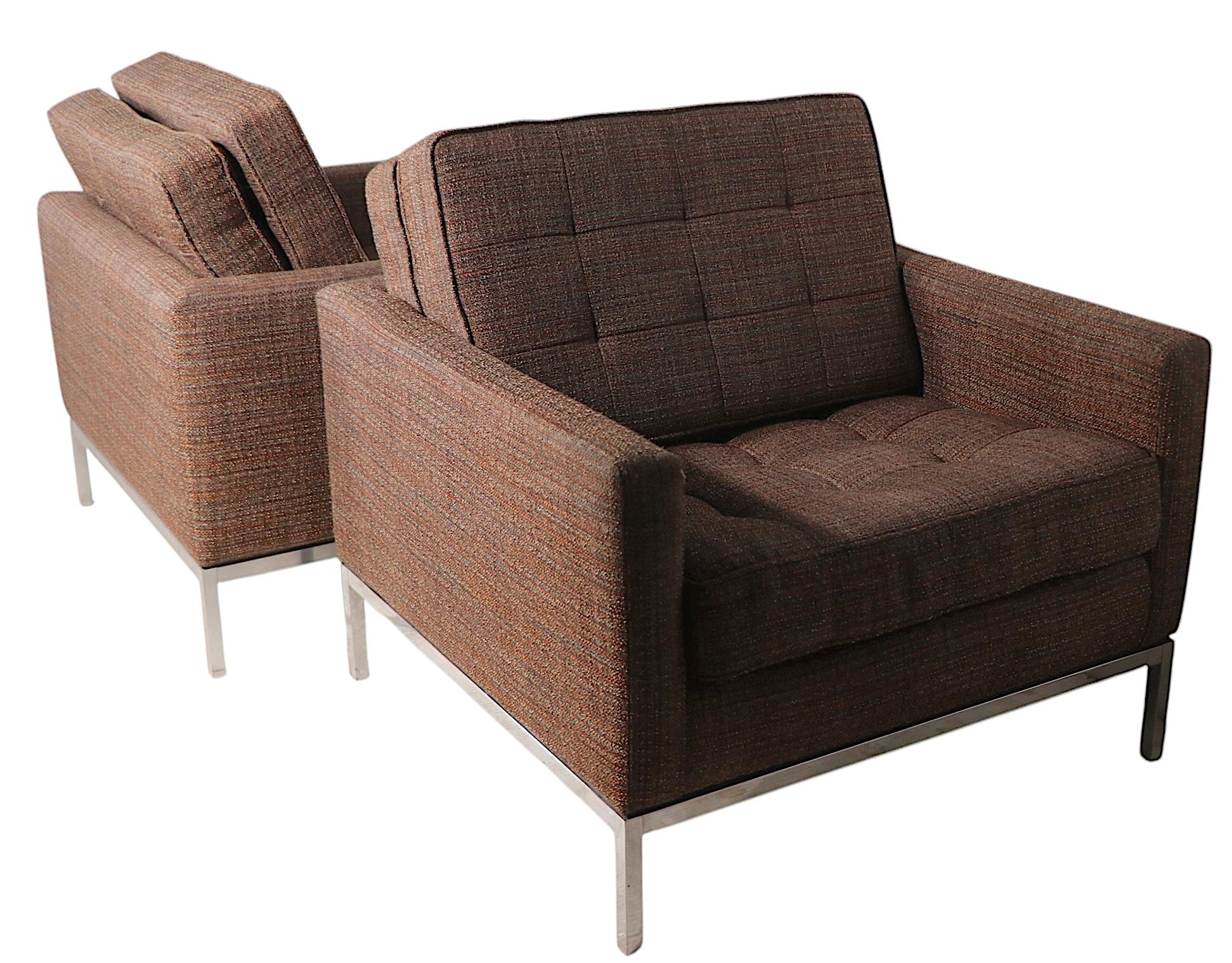Pr. Mid Century Lounge Chairs designed by Florence Knoll for Knoll International For Sale 9