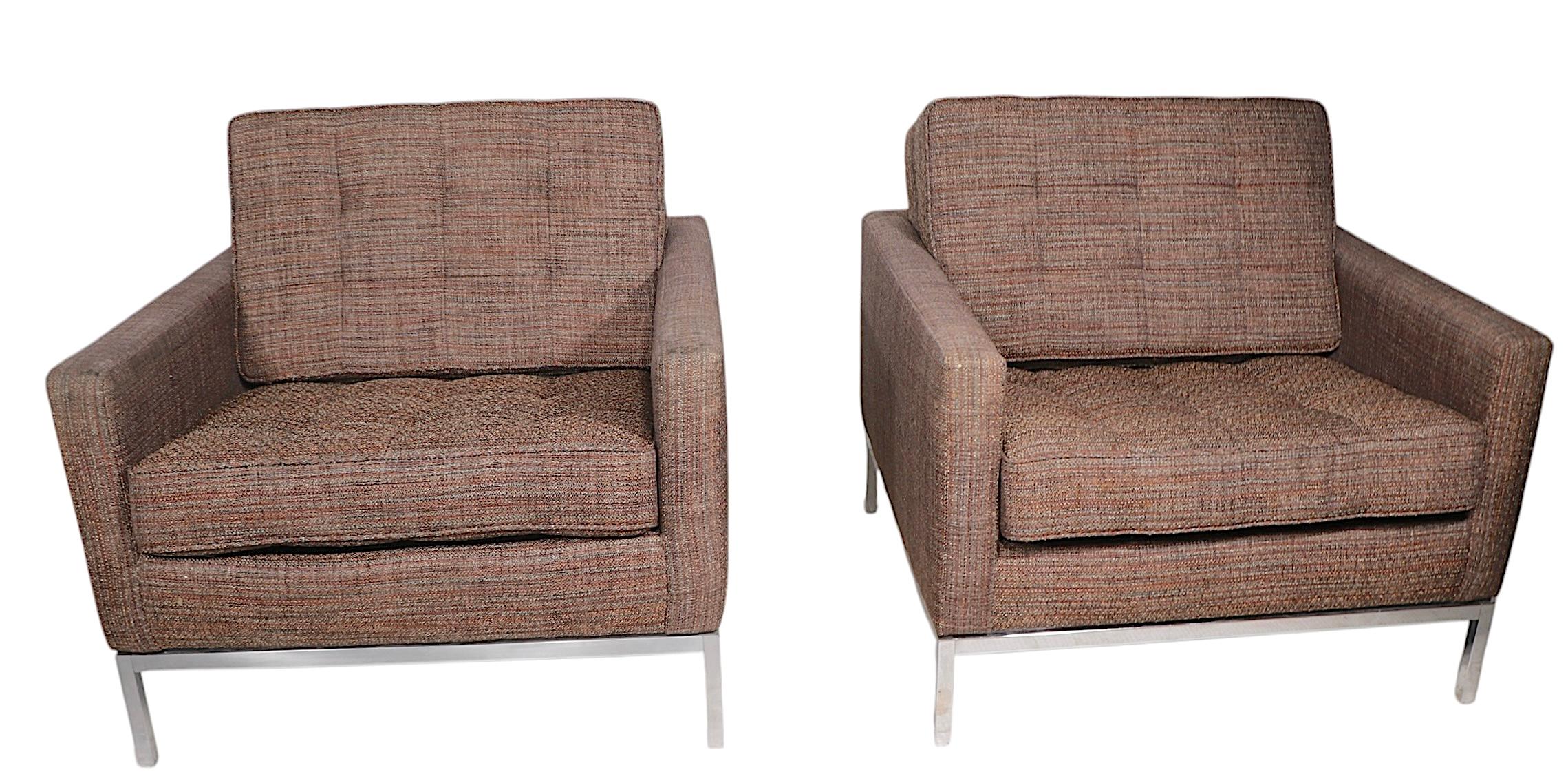 Pr. Mid Century Lounge Chairs designed by Florence Knoll for Knoll International For Sale 11