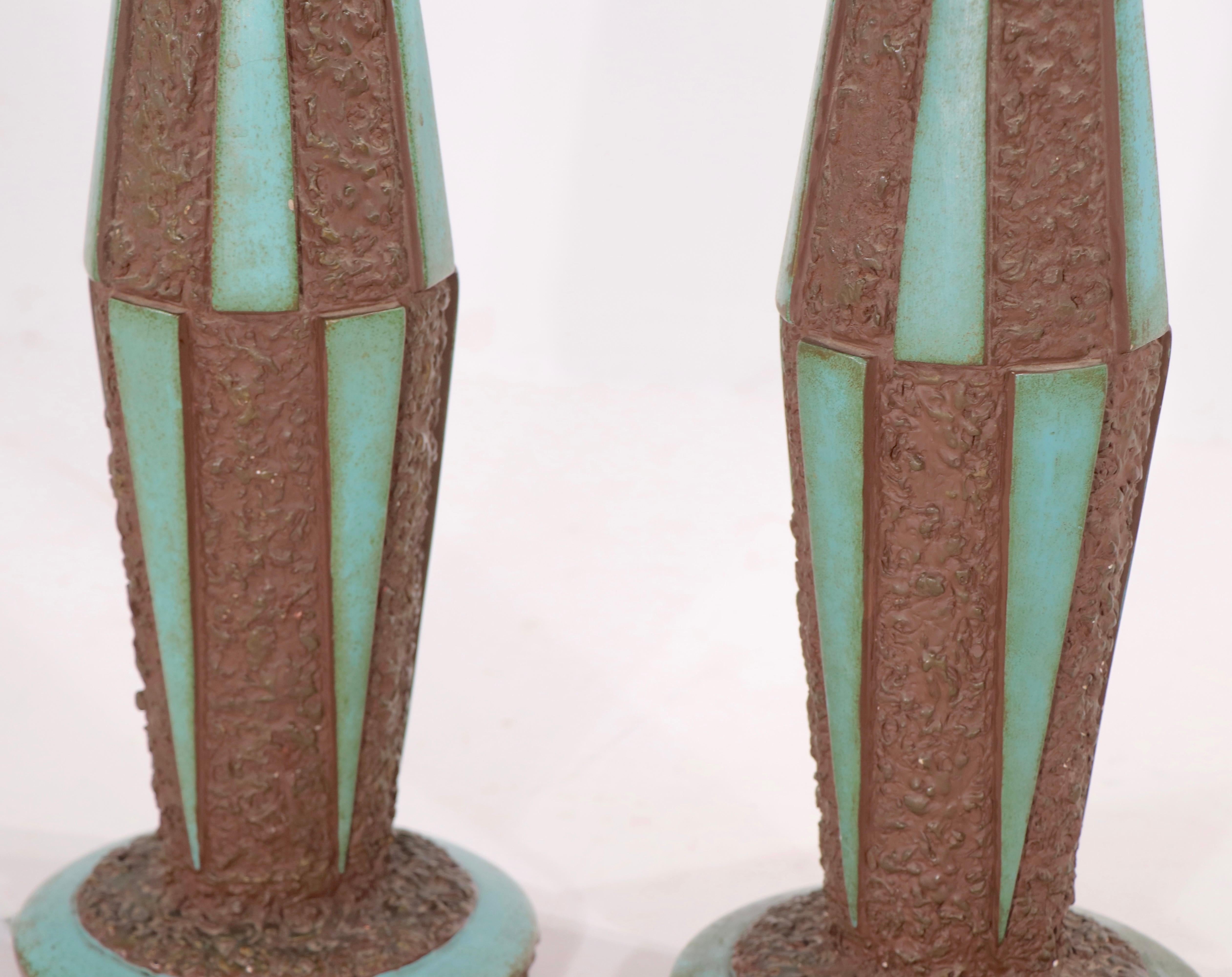 Américain Paire Lampes de table céramique Mid-Century Modern en vente
