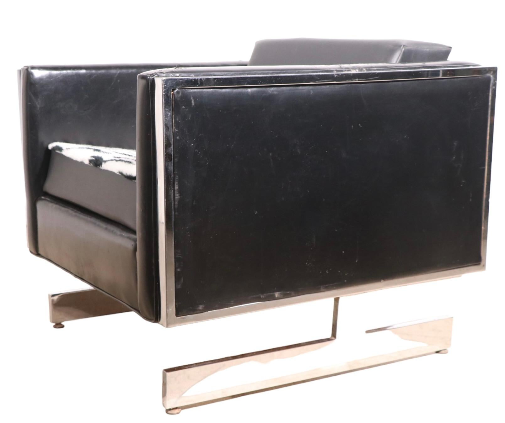 Pr. Mid-Century Modern Cube Form Lounge Chairs by Patrician After Baughman For Sale 7