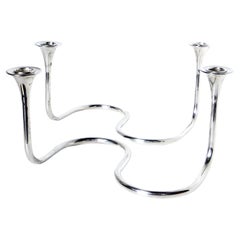 Used Pr Mid-Century Modernist Sterling Silver Candleholders by Carlo Camusso Ca. 1955