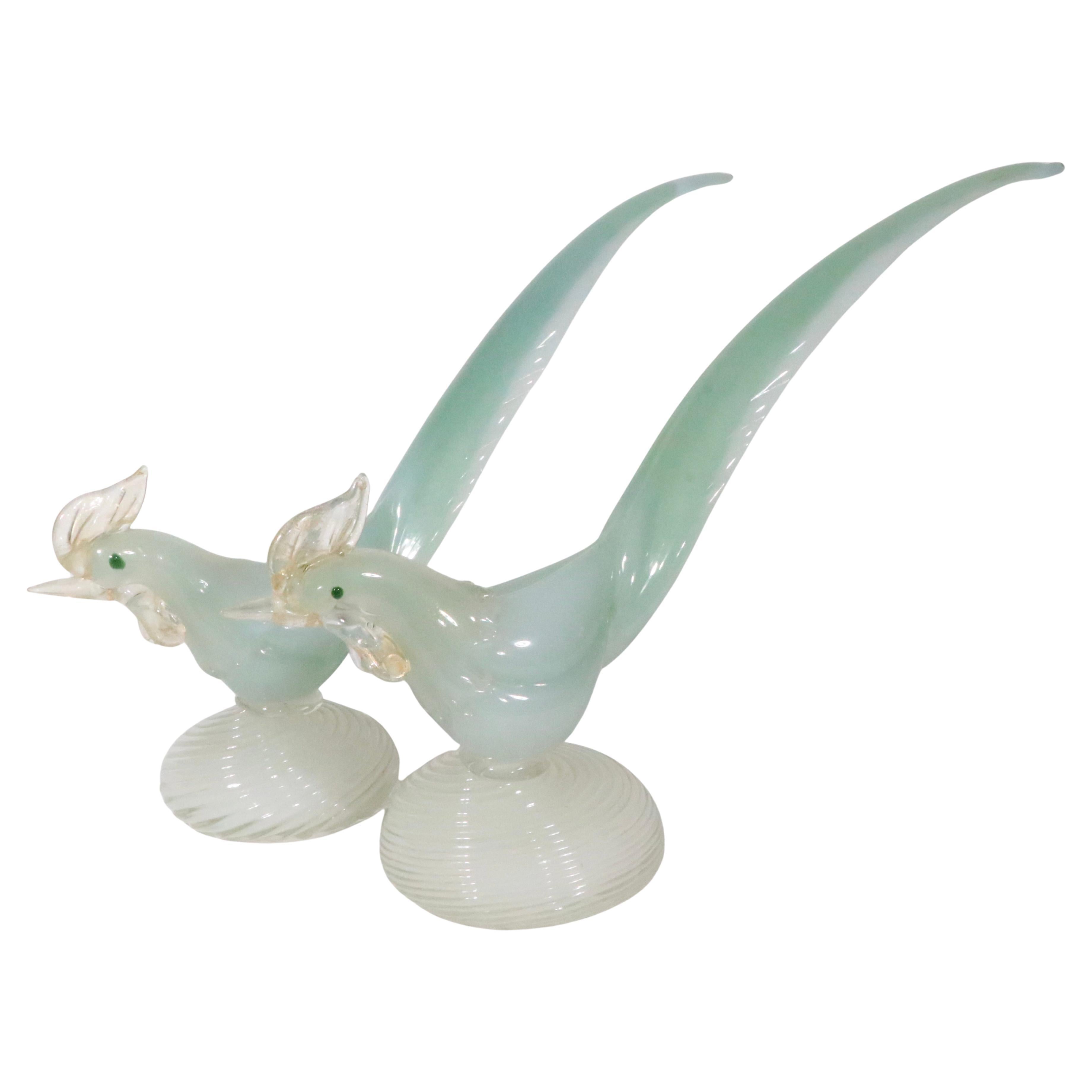 Pr. Mid Century Murano Glass Birds in the style of Seguso