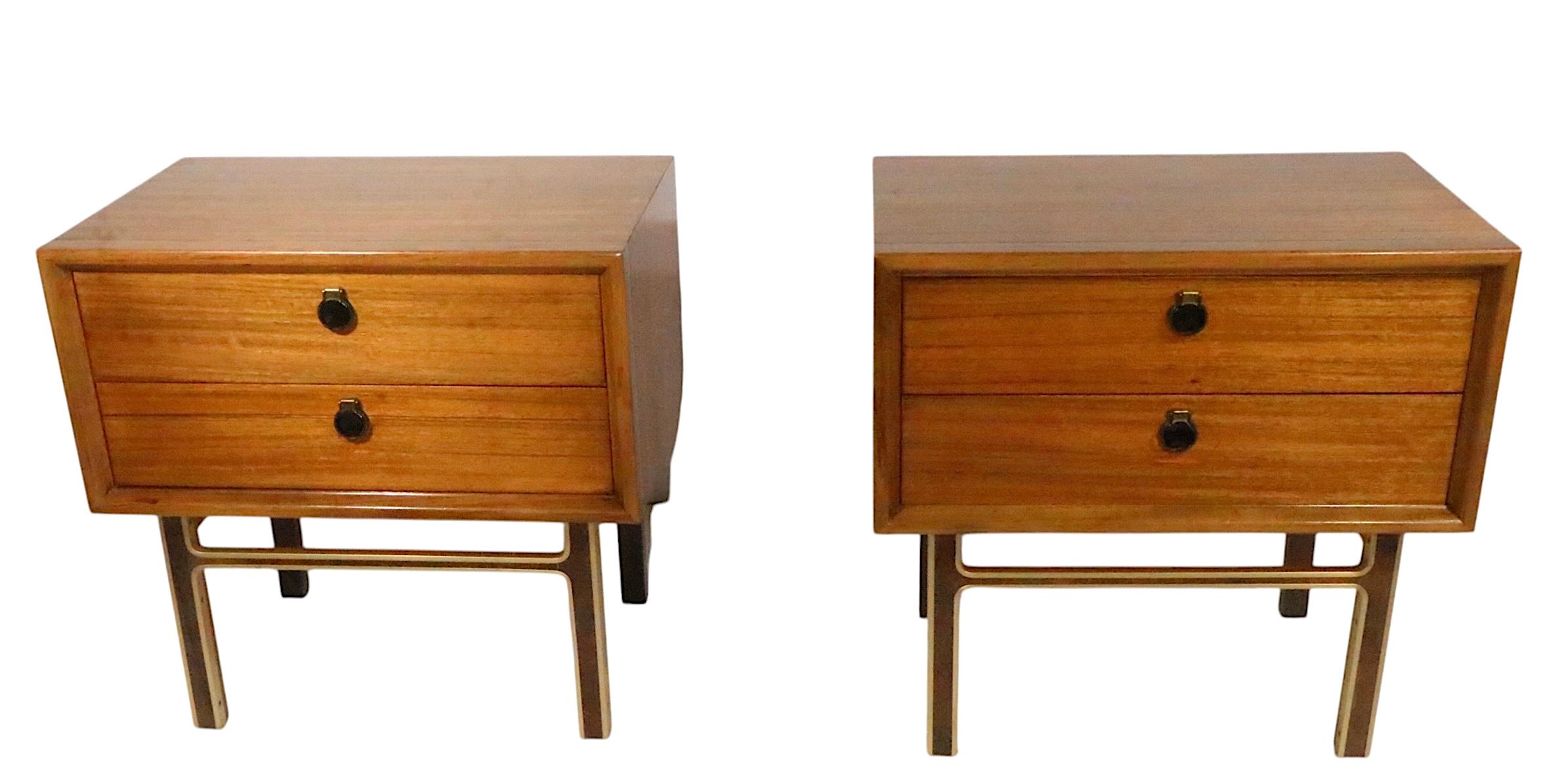 Wood Pr. Mid Century Night Tables For Sale