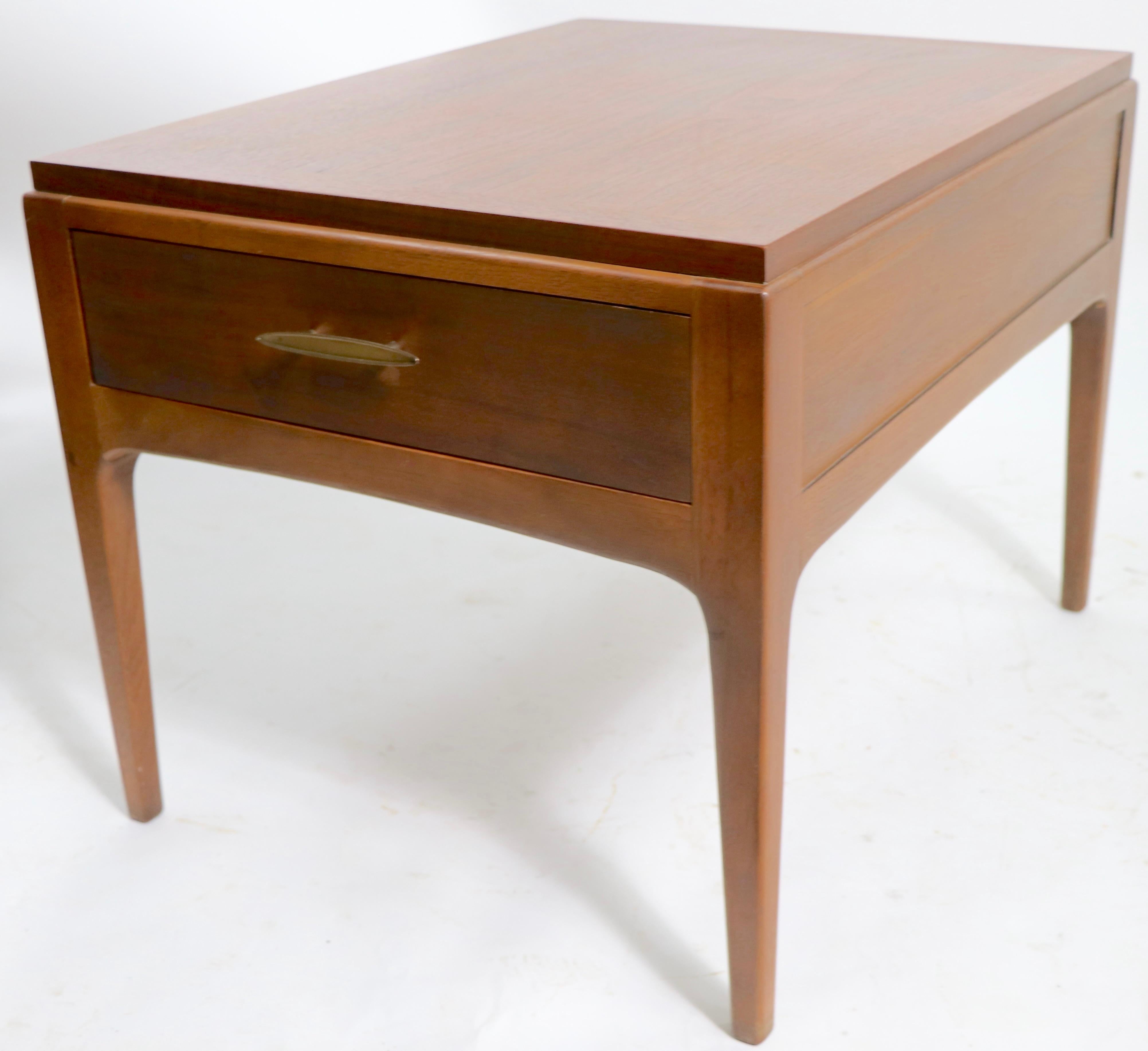 Mid-Century Modern Pr. Mid-Century One Drawer End Tables, Night Stands by Lane