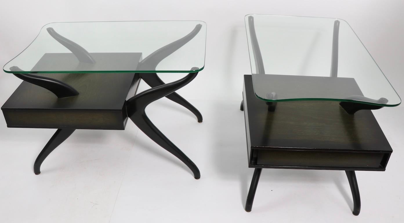 Pair of Mid Century One-Drawer Stands after Pearsall For Sale 7