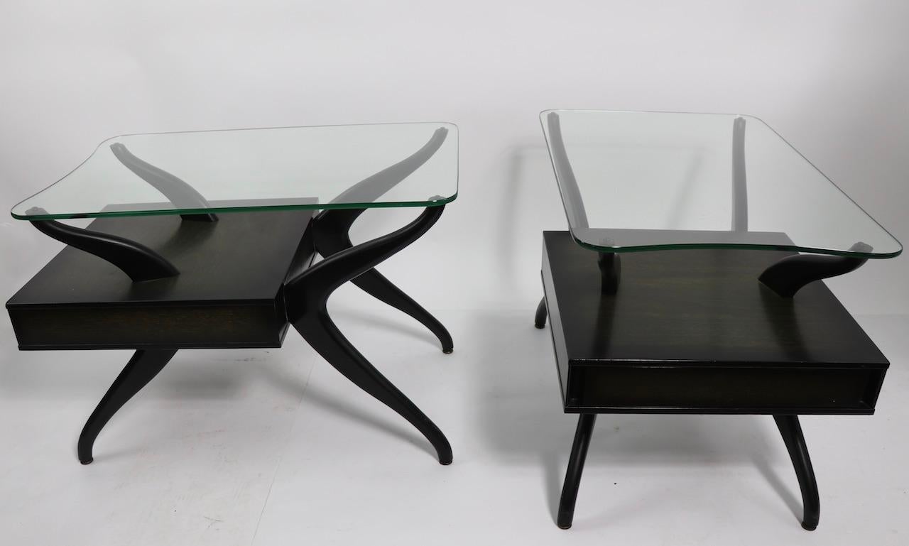 Mid-Century Modern Pair of Mid Century One-Drawer Stands after Pearsall For Sale