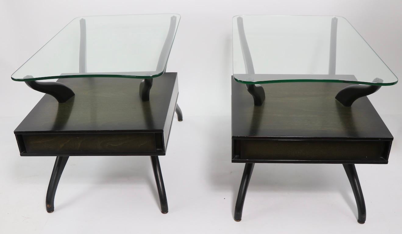 20th Century Pair of Mid Century One-Drawer Stands after Pearsall For Sale