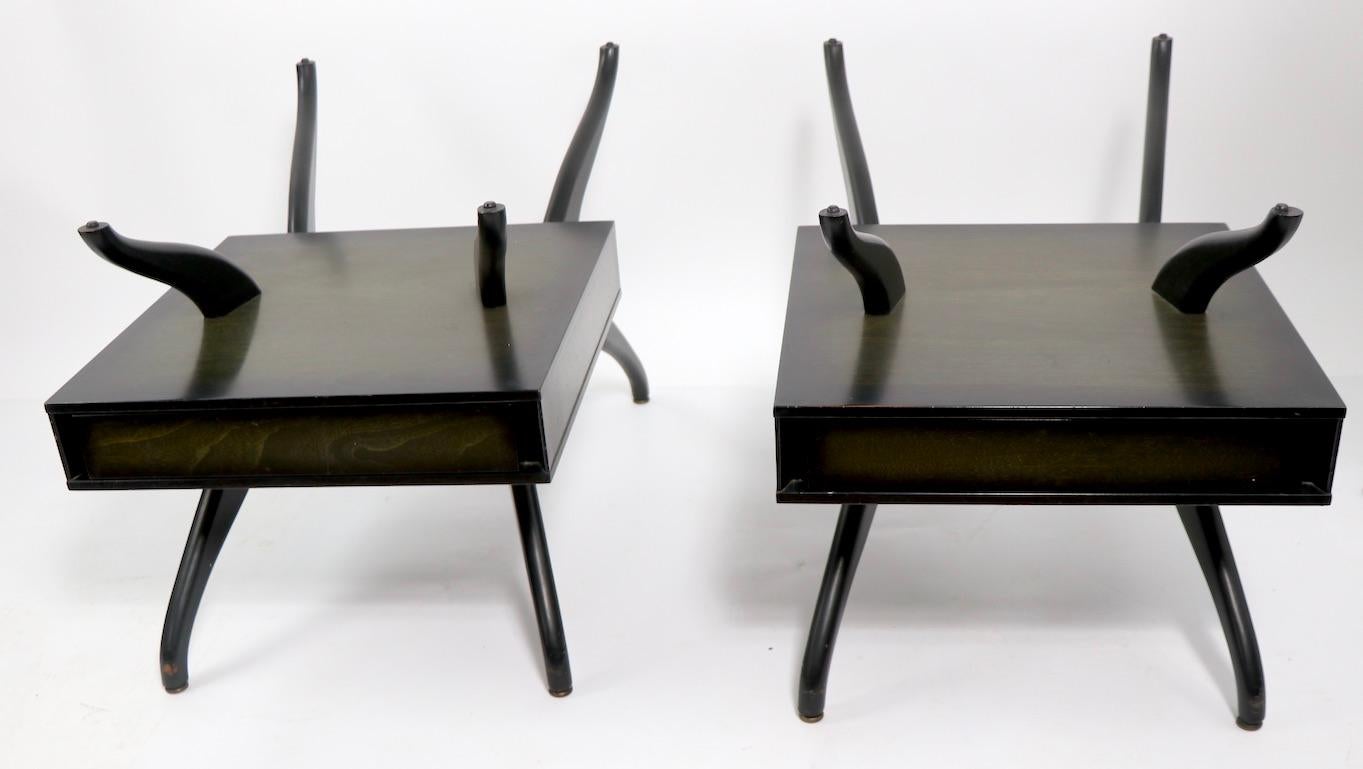 Glass Pair of Mid Century One-Drawer Stands after Pearsall For Sale