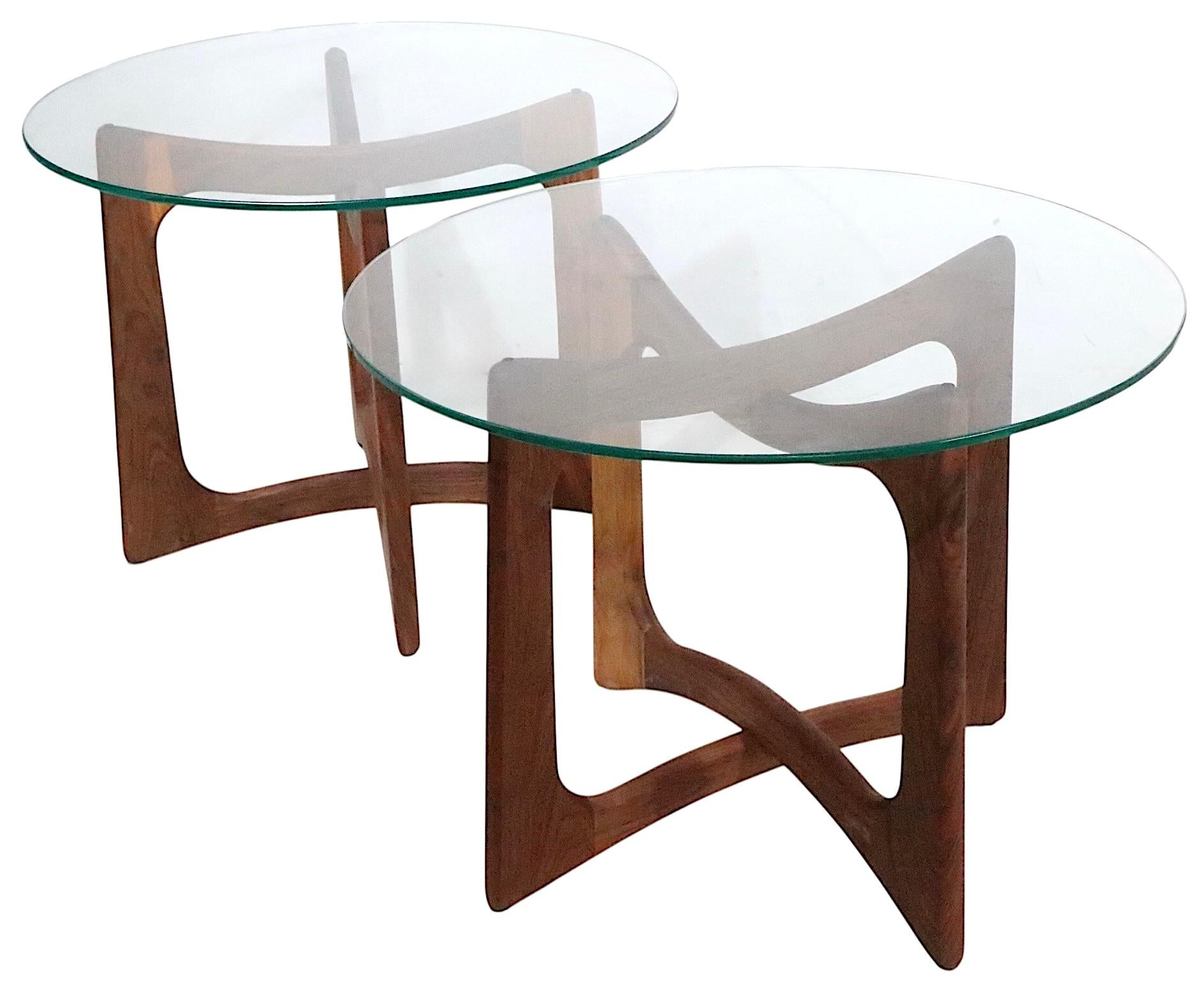 Glass Pr. Mid Century Side End Tables designed by Adrian Pearsall by Craft Associates For Sale