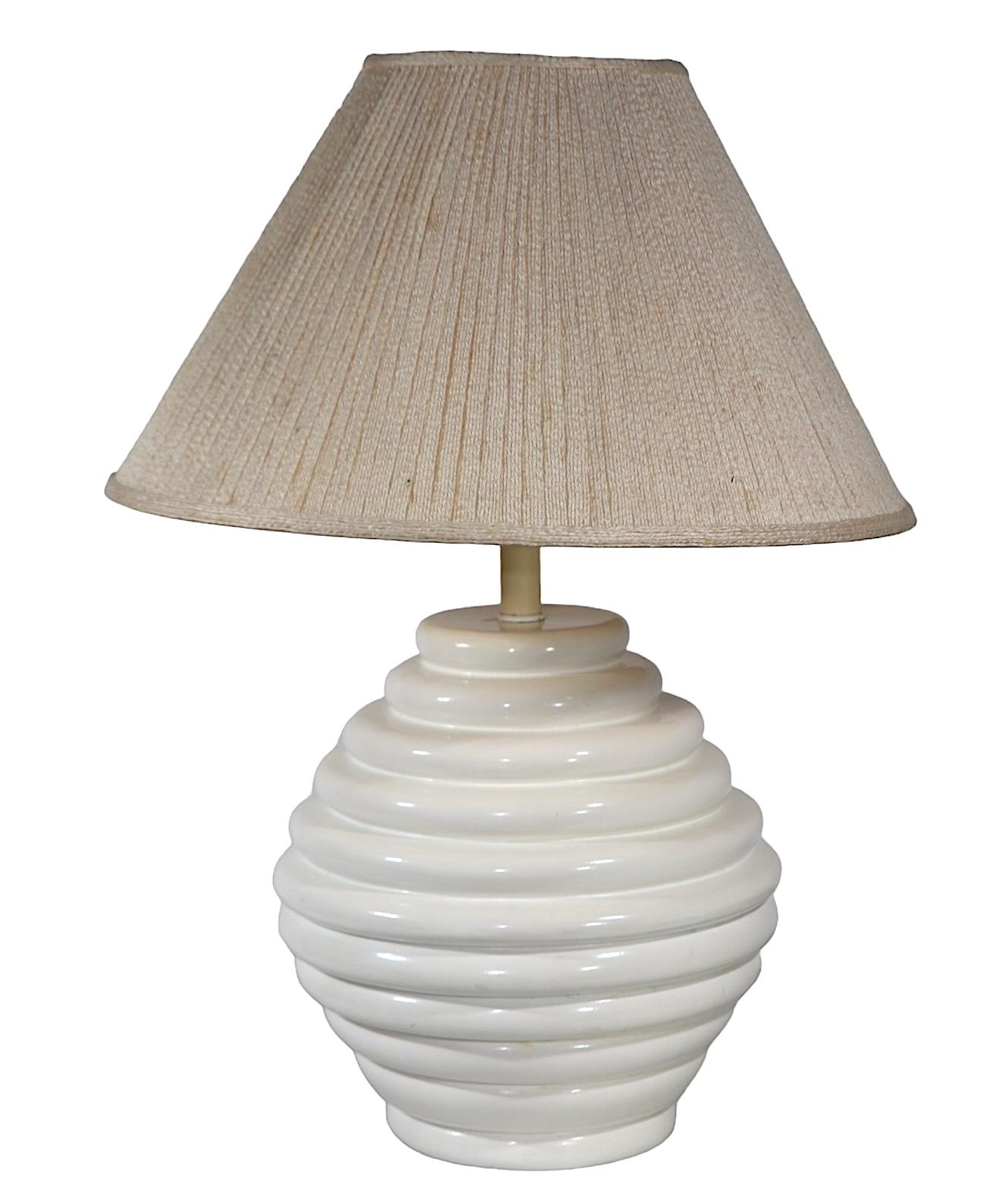 Mid-Century Modern Pr. Mid Century Space Age Bulbous Form Table Lamps in White Finish c. 1950/70's For Sale