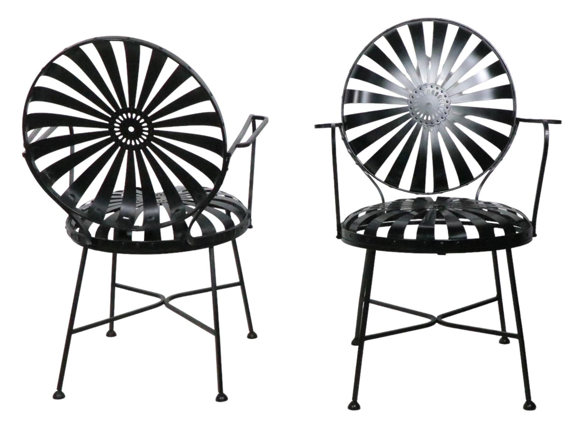 American Pair Mid Century Spring Chairs by Troy Sunshade After Francois Carre C 1940/1950 For Sale