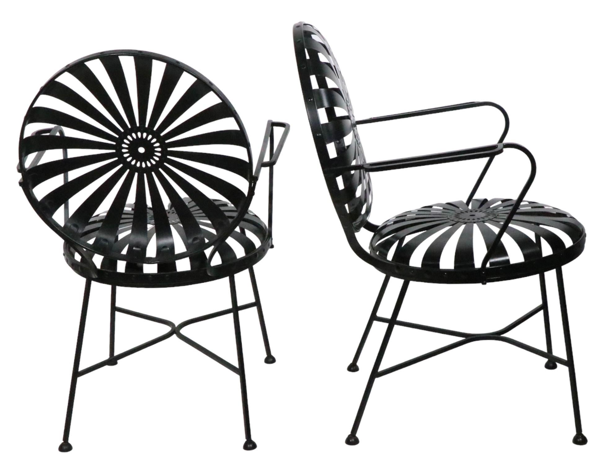 20th Century Pair Mid Century Spring Chairs by Troy Sunshade After Francois Carre C 1940/1950 For Sale