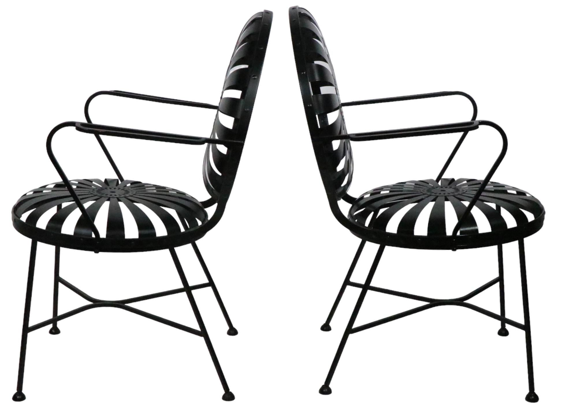 Pair Mid Century Spring Chairs by Troy Sunshade After Francois Carre C 1940/1950 For Sale 1