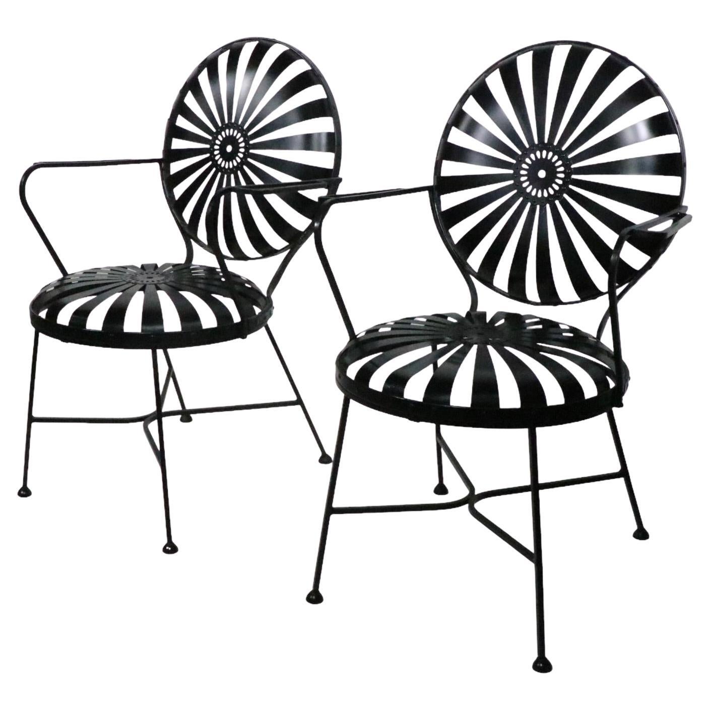 Pair Mid Century Spring Chairs by Troy Sunshade After Francois Carre C 1940/1950 For Sale
