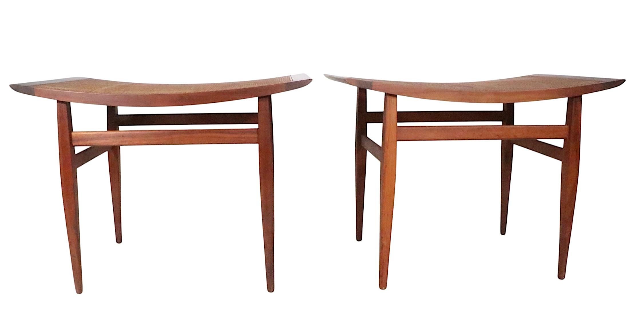 Pr. Mid Century Stools Benches Designed by Kipp Stewart Declaration for Drexel im Angebot 6
