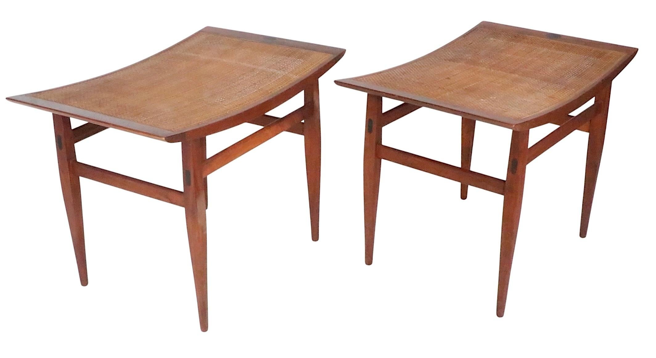 Pr. Mid Century Stools Benches Designed by Kipp Stewart Declaration for Drexel im Angebot 12