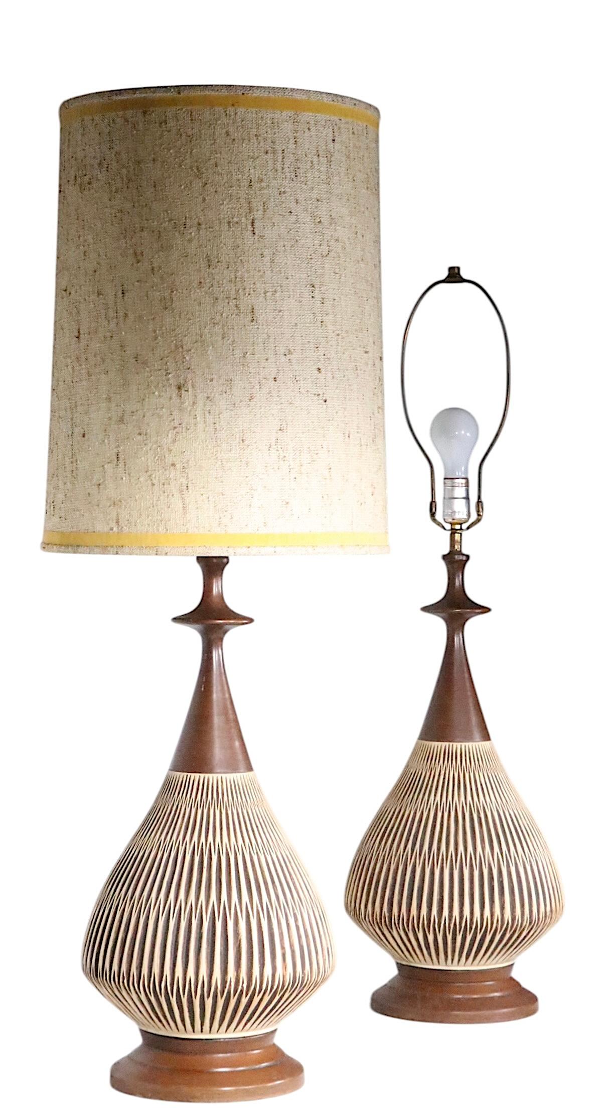 Pr. Mid Century Table Lamps by the Fortune Lamp Co. 1961 3