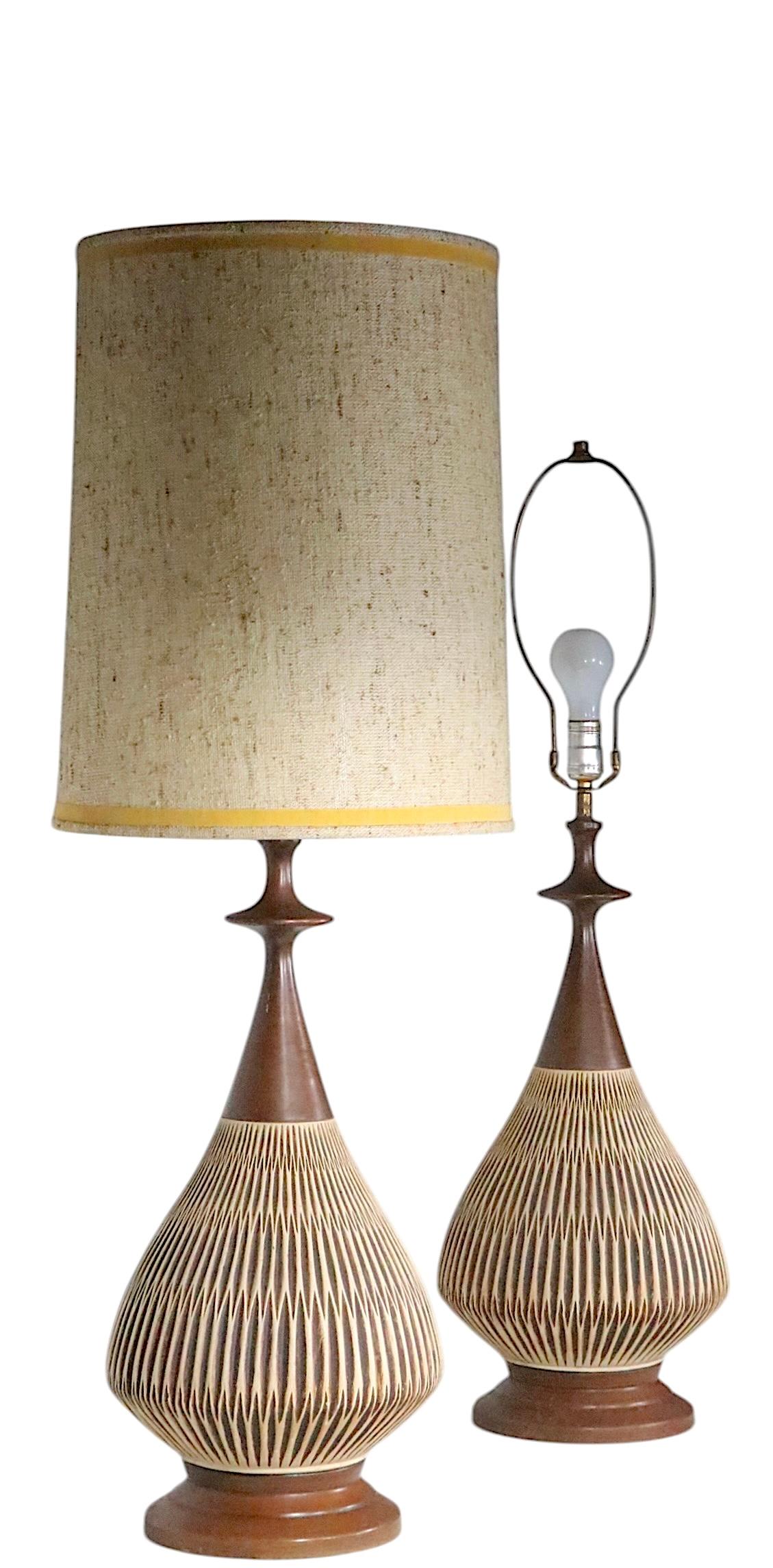 Pr. Mid Century Table Lamps by the Fortune Lamp Co. 1961 4