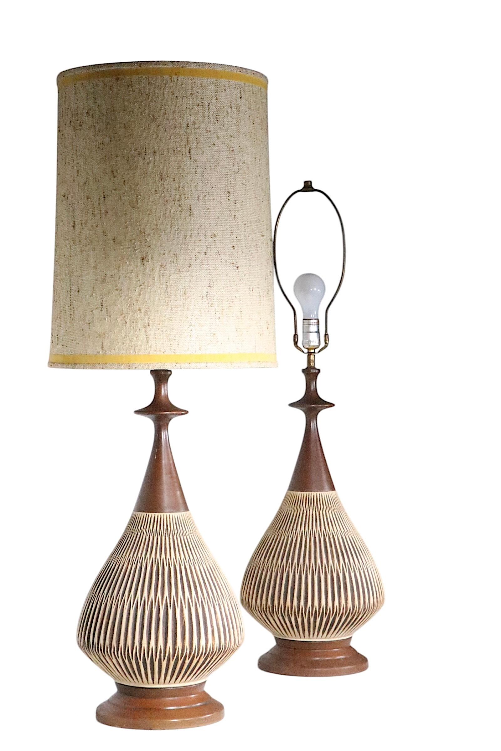 Pr. Mid Century Table Lamps by the Fortune Lamp Co. 1961 6