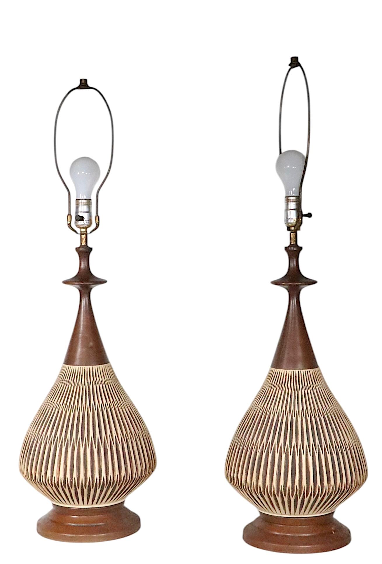 Pr. Mid Century Table Lamps by the Fortune Lamp Co. 1961 10