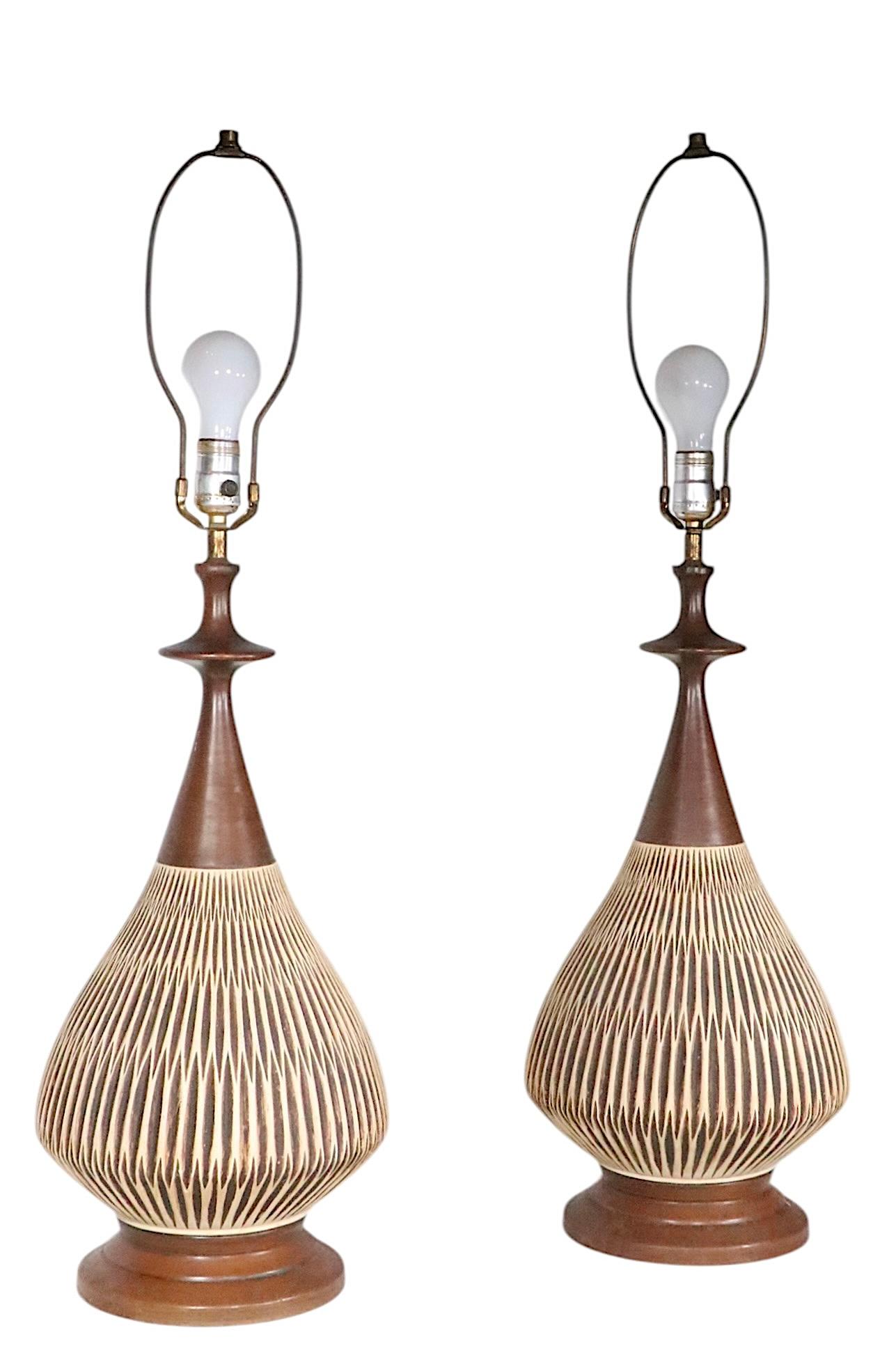 Pr. Mid Century Table Lamps by the Fortune Lamp Co. 1961 11