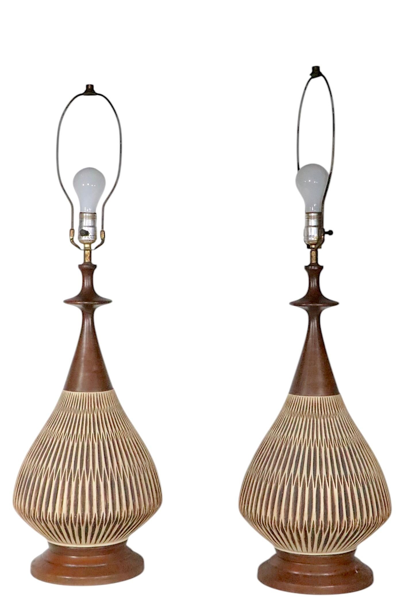 Mid-Century Modern Pr. Mid Century Table Lamps by the Fortune Lamp Co. 1961