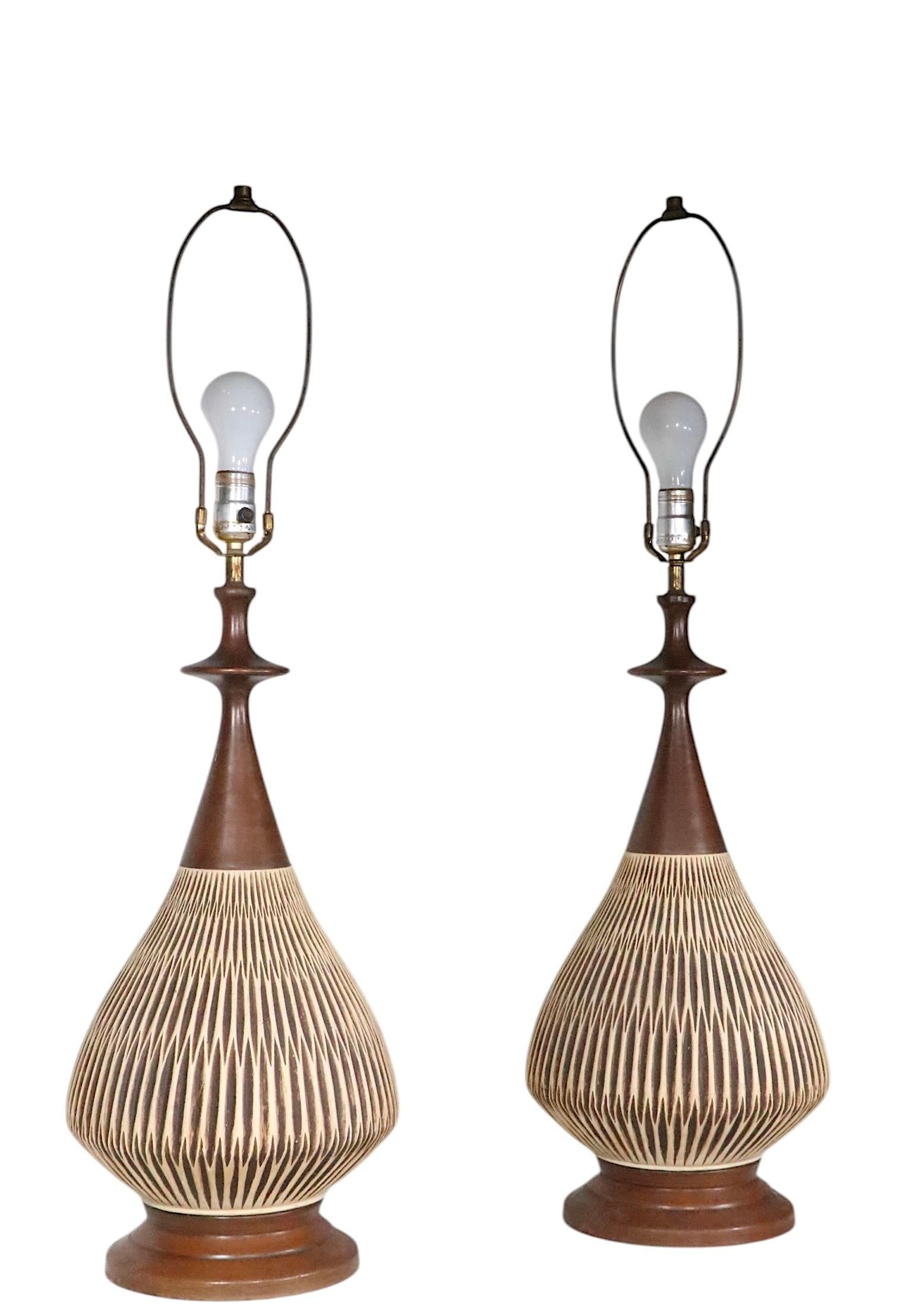 Pr. Mid Century Table Lamps by the Fortune Lamp Co. 1961 In Good Condition In New York, NY