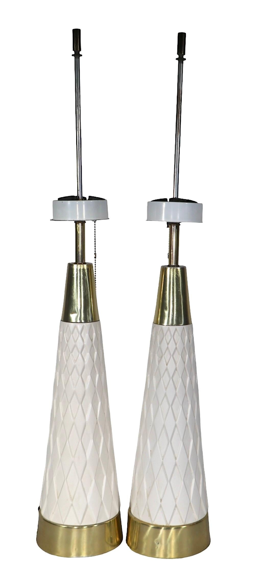 Pr. Mid Century Table Lamps designed by Gerald Thurston for Lightolier c 1950/60 For Sale 3
