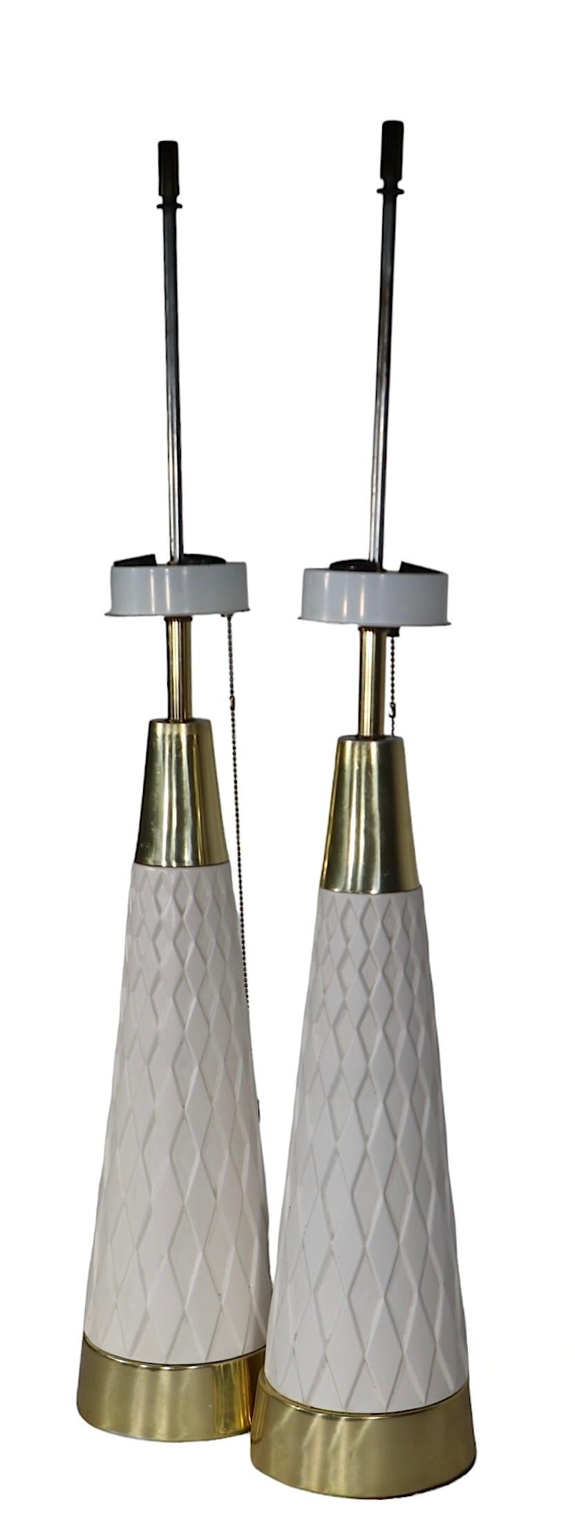 Pr. Mid Century Table Lamps designed by Gerald Thurston for Lightolier c 1950/60 For Sale 8