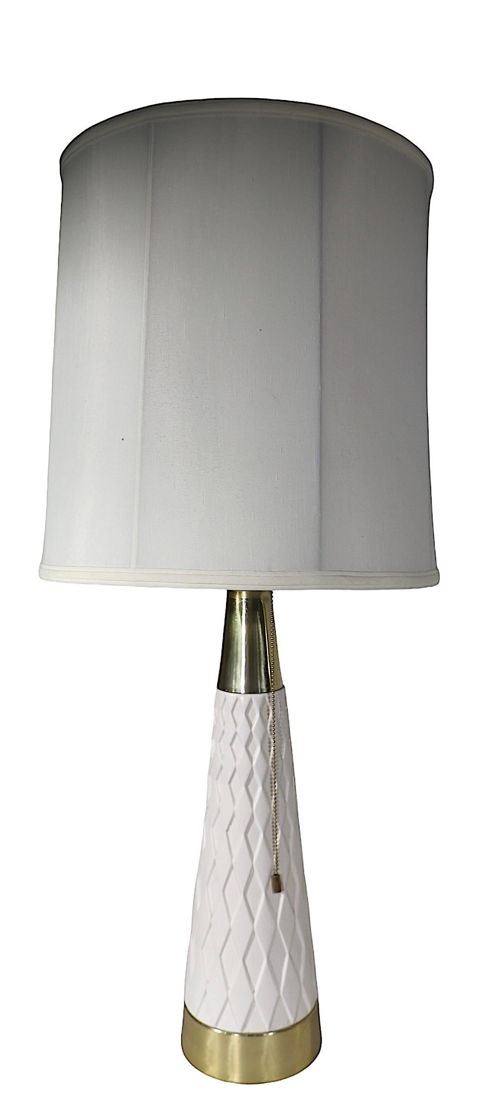 Metal Pr. Mid Century Table Lamps designed by Gerald Thurston for Lightolier c 1950/60 For Sale