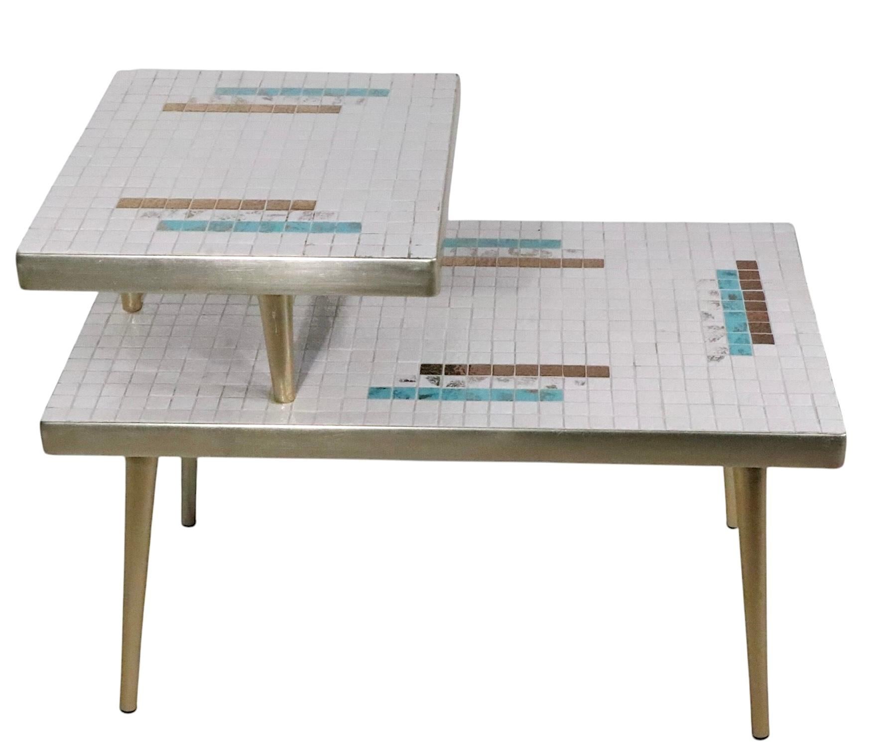 Pr. Mid Century Tile Top Step End Tables c 1950/60's For Sale 7