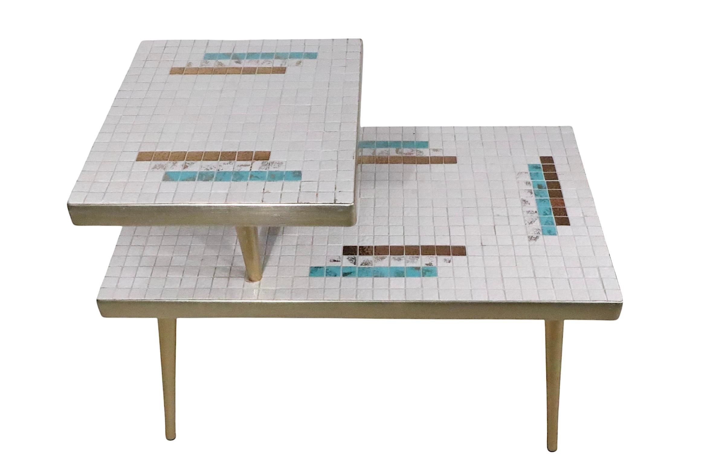 Pr. Mid Century Tile Top Step End Tables c 1950/60's For Sale 8