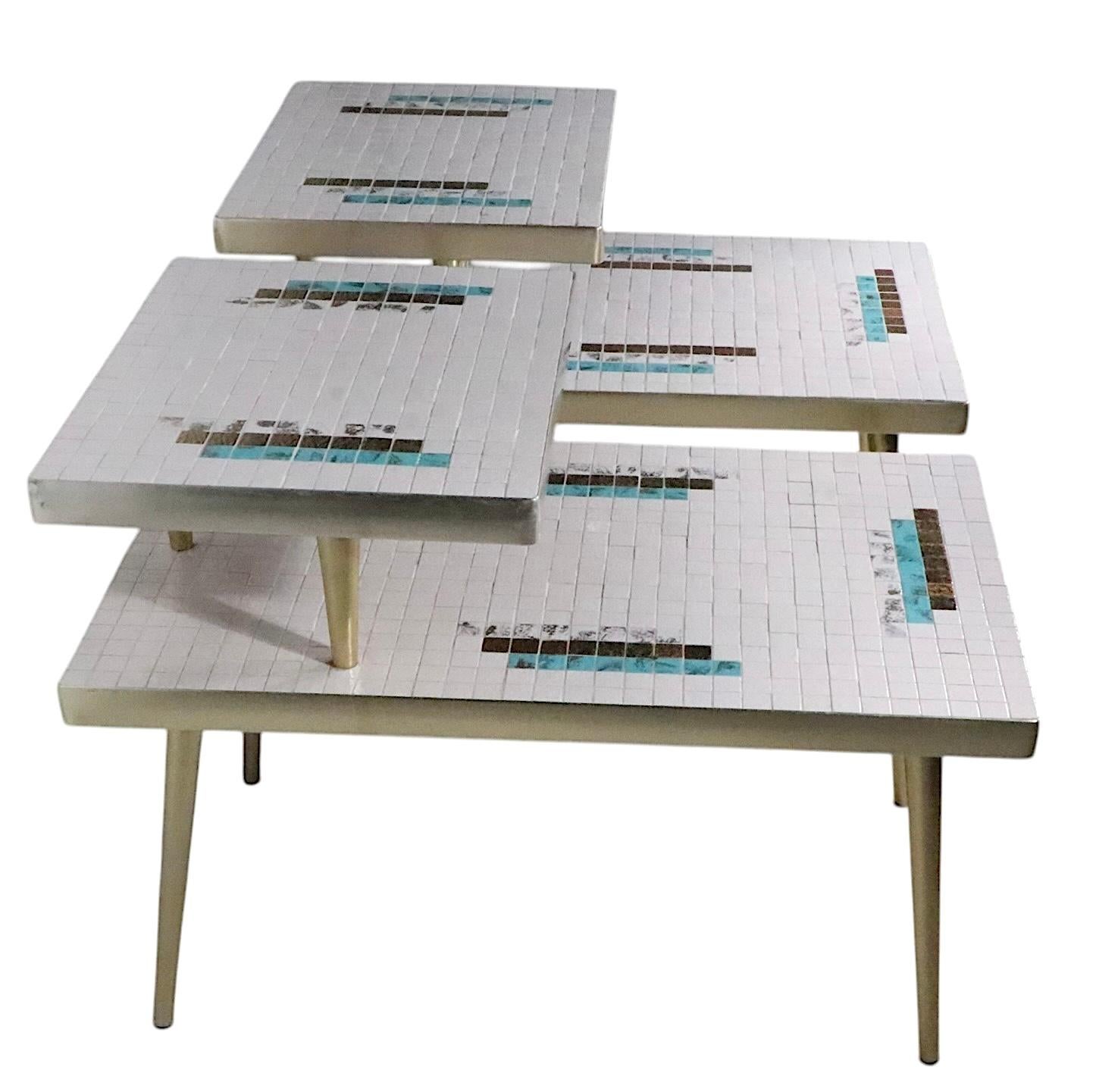 Pr. Mid Century Tile Top Step End Tables c 1950/60's For Sale 11
