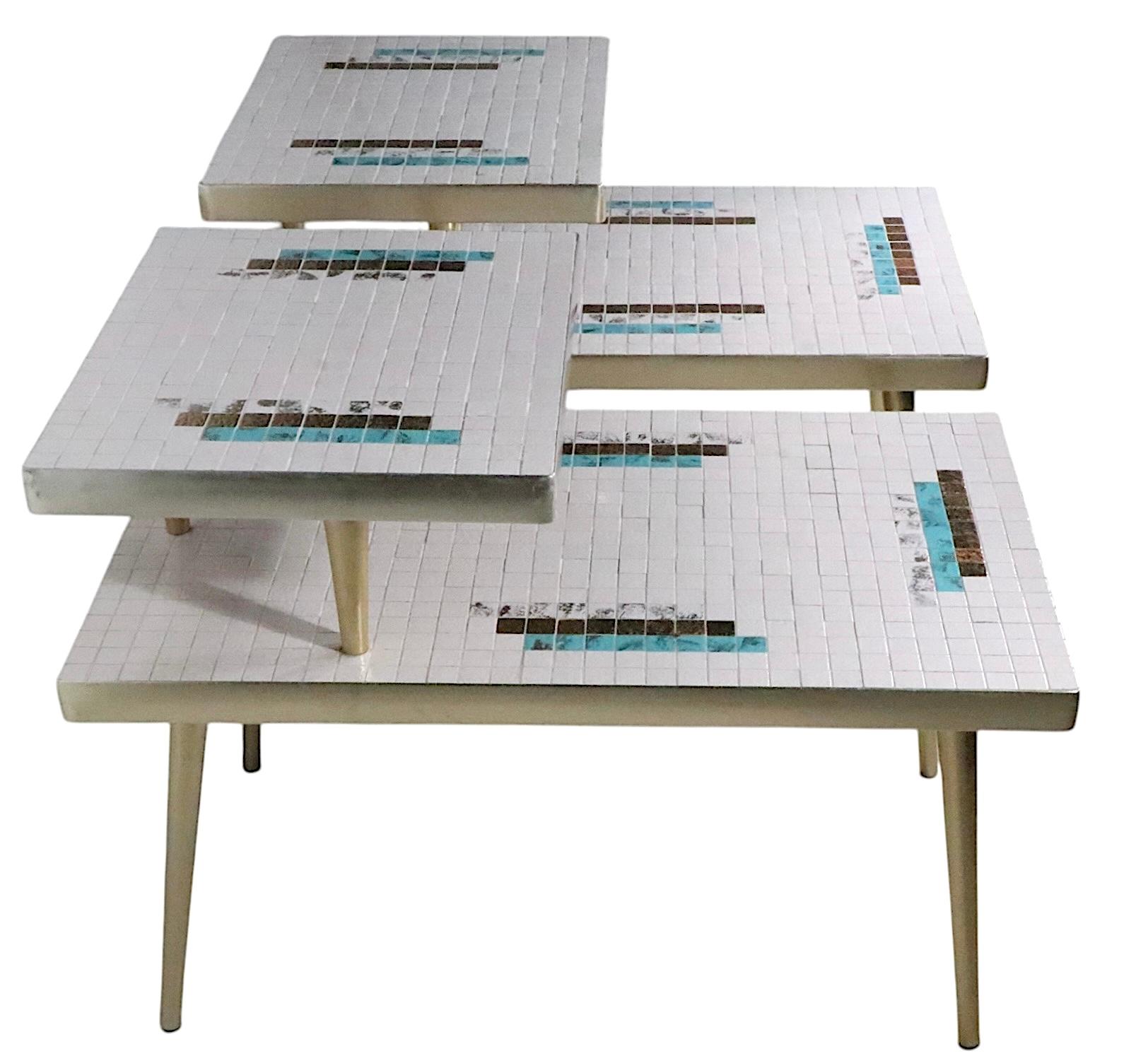Pr. Mid Century Tile Top Step End Tables c 1950/60's For Sale 12