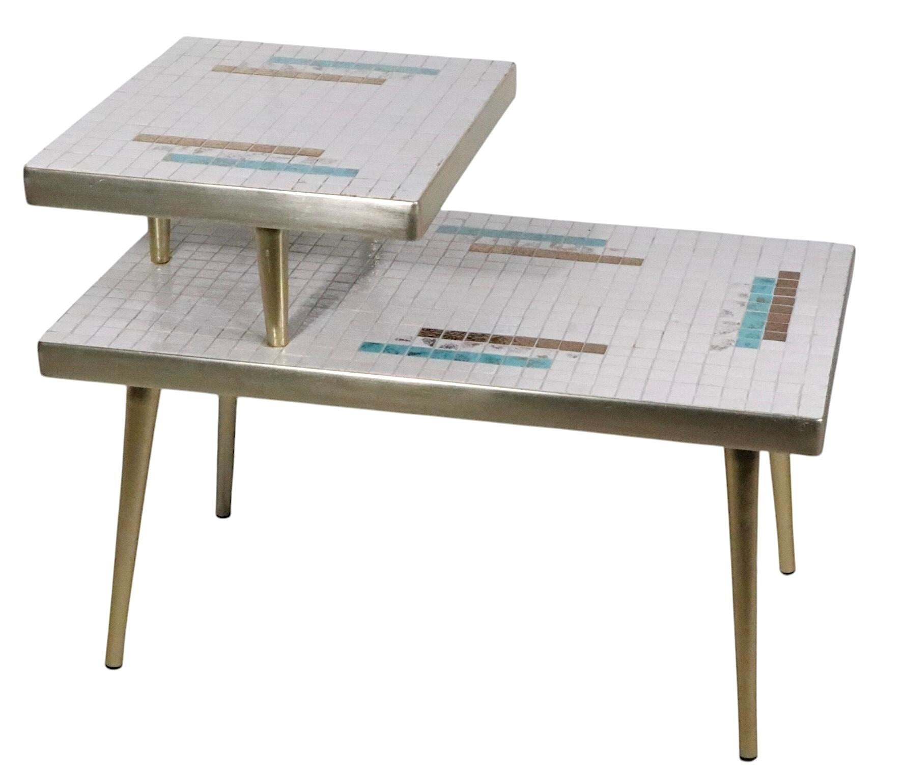 Pr. Mid Century Tile Top Step End Tables c 1950/60's For Sale 2