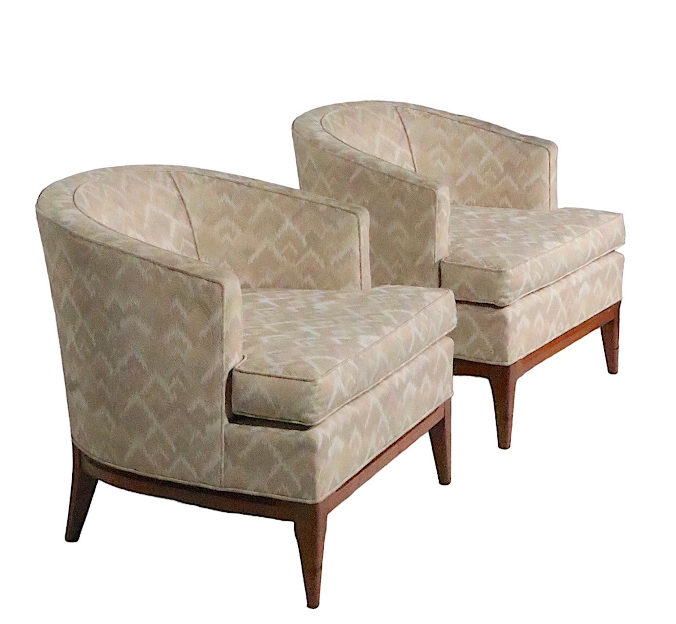Hollywood Regency Pair. Mid Century Tub Chairs After Robsjohn Gibbings, circa 1950 - 1960s For Sale