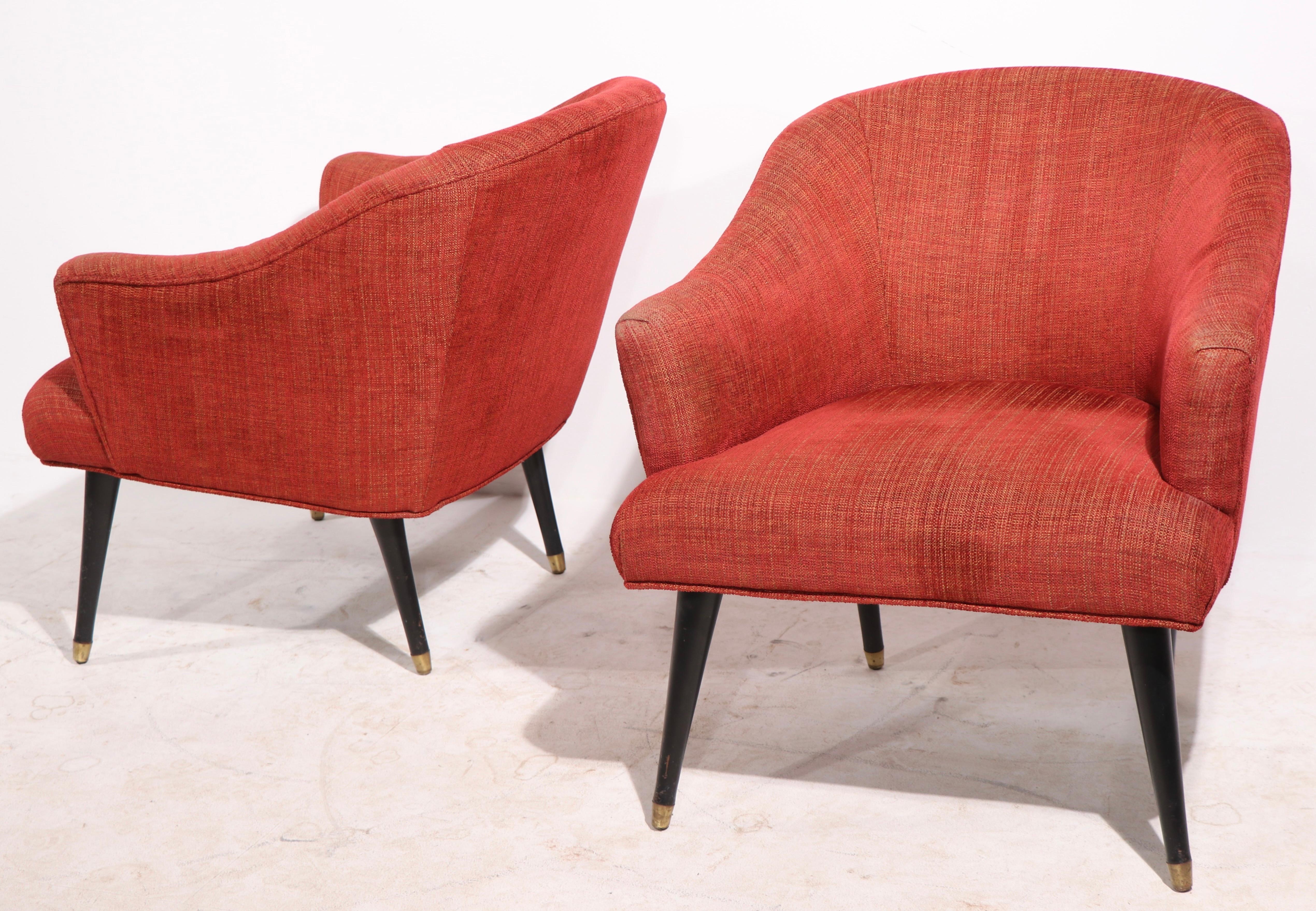 Upholstery Pr. Mid Century Tub Chairs