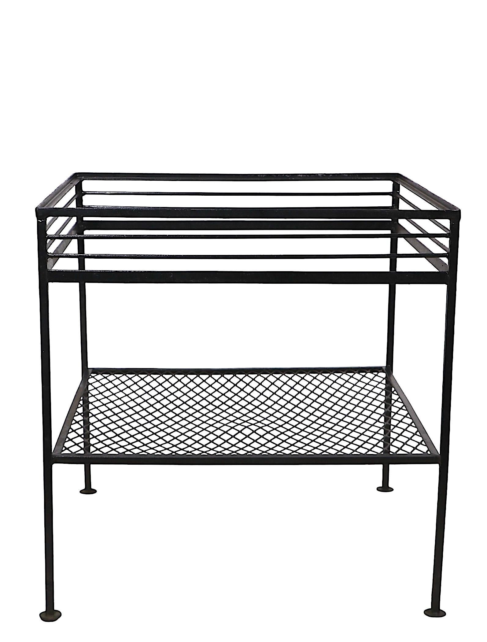 Pr Mid Century  Wrought  Iron End Tables att. to Woodard For Sale 3