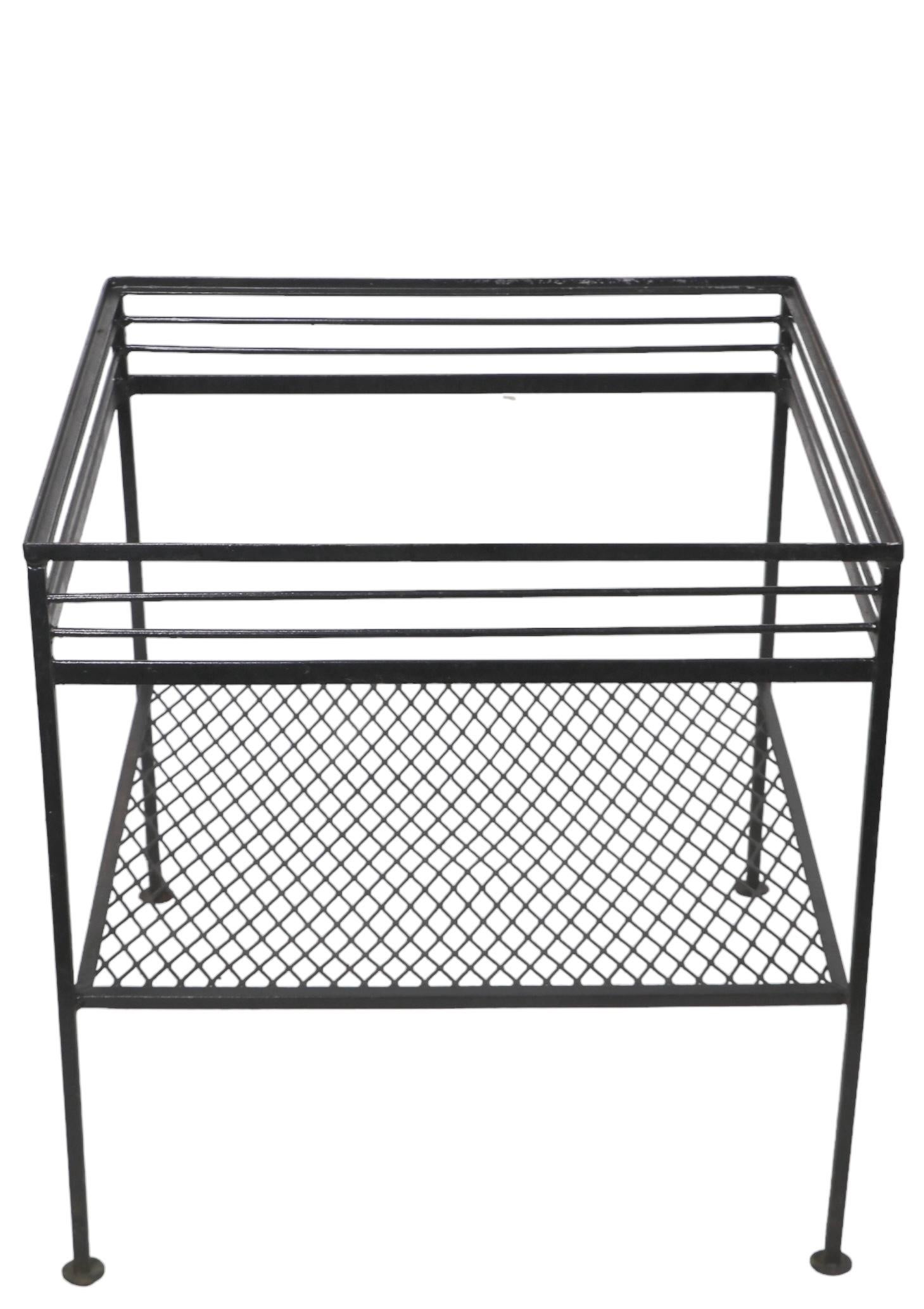 Pr Mid Century  Wrought  Iron End Tables att. to Woodard For Sale 4