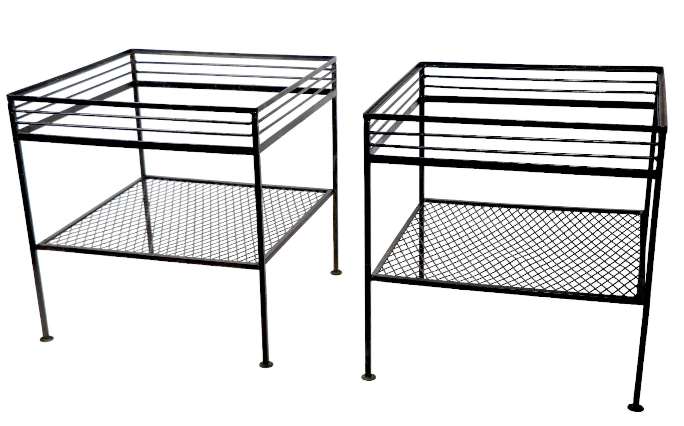 American Pr Mid Century  Wrought  Iron End Tables att. to Woodard For Sale
