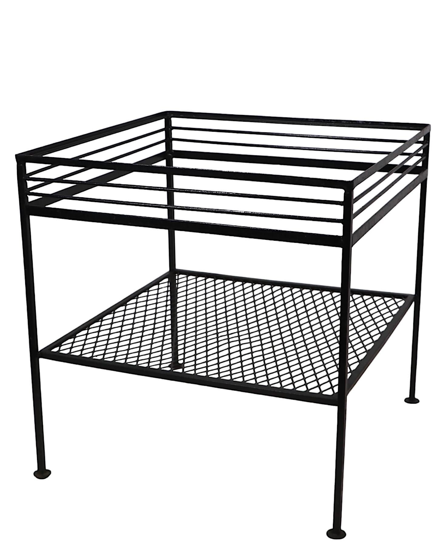 20th Century Pr Mid Century  Wrought  Iron End Tables att. to Woodard For Sale