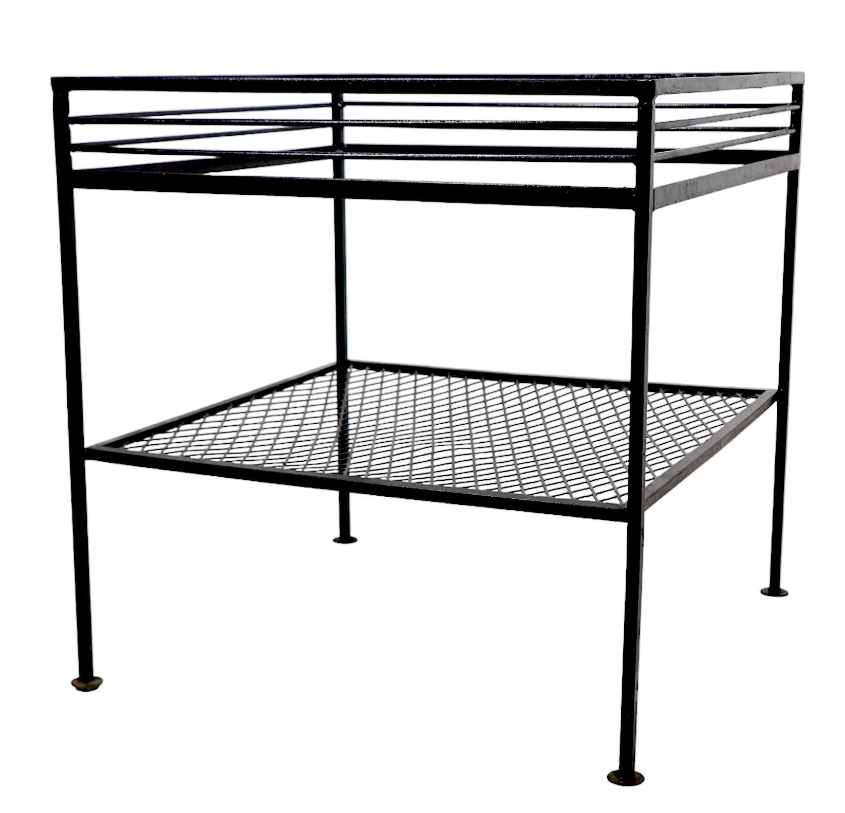 Wrought Iron Pr Mid Century  Wrought  Iron End Tables att. to Woodard For Sale