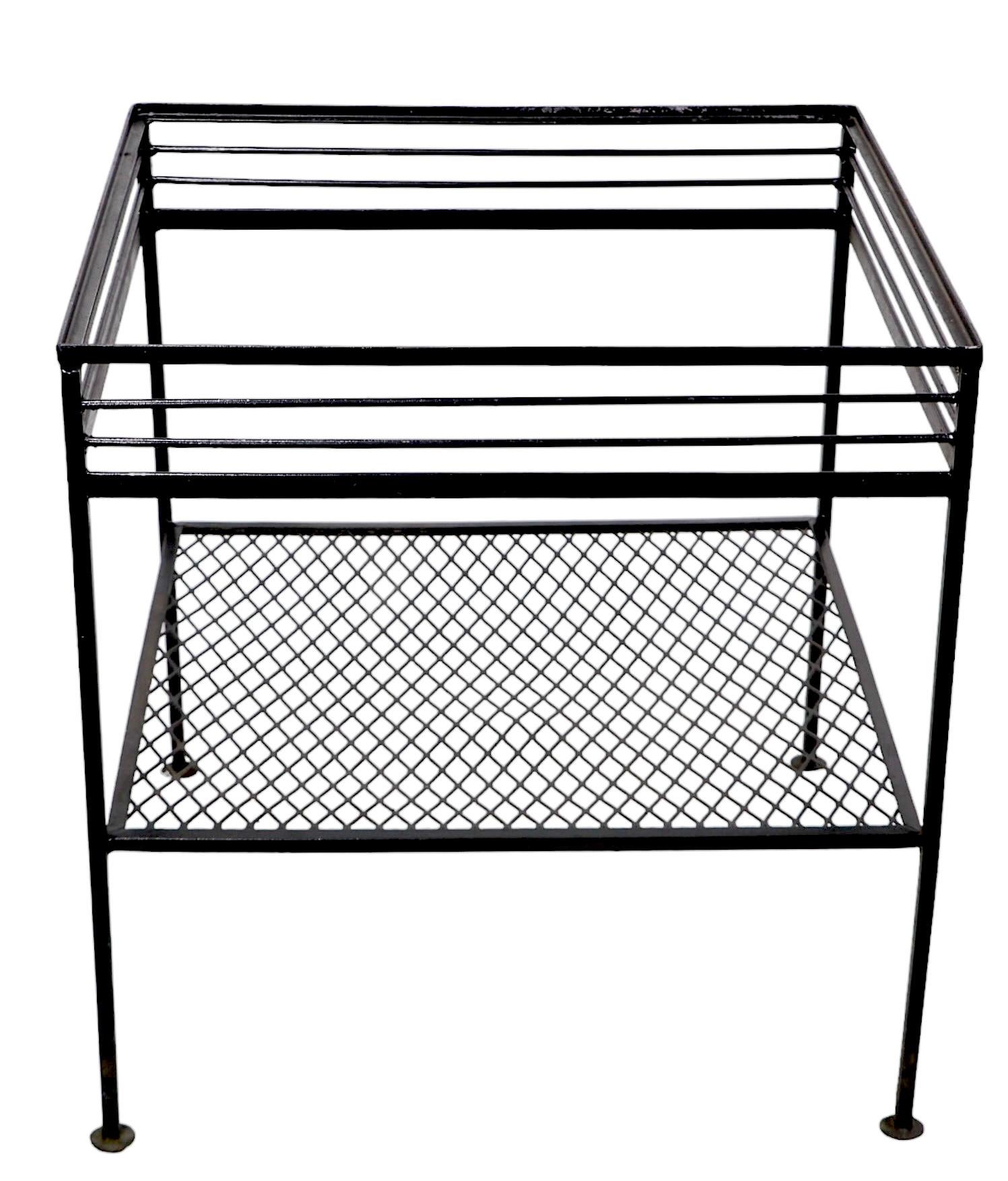 Pr Mid Century  Wrought  Iron End Tables att. to Woodard For Sale 1